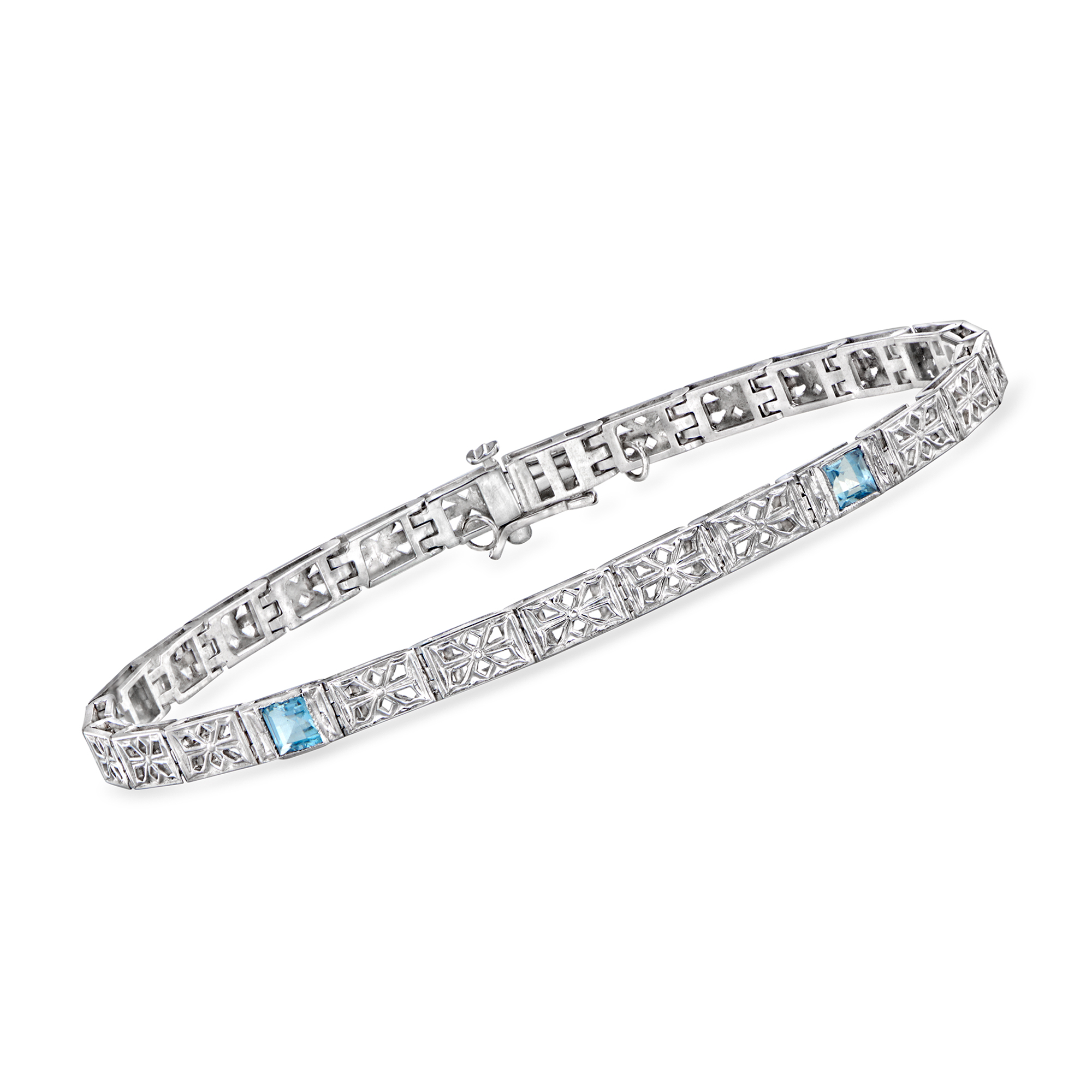 C. 1950 Vintage .50 ct. t.w. Sky Blue Topaz Bracelet in 18kt White