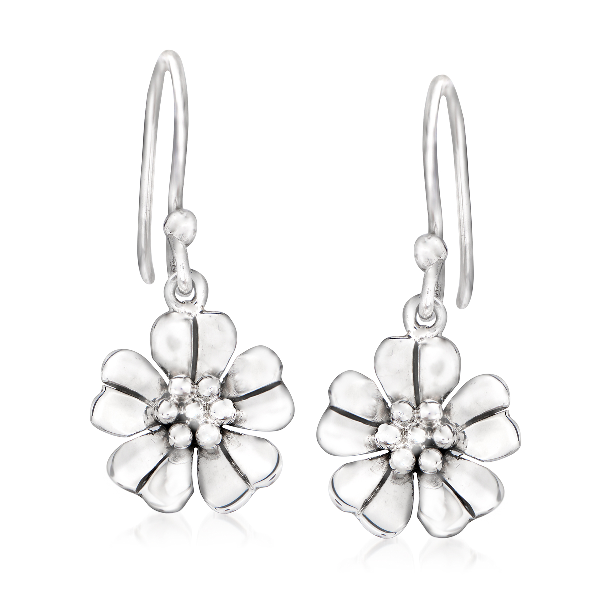 Sterling Silver Flower Drop Earrings