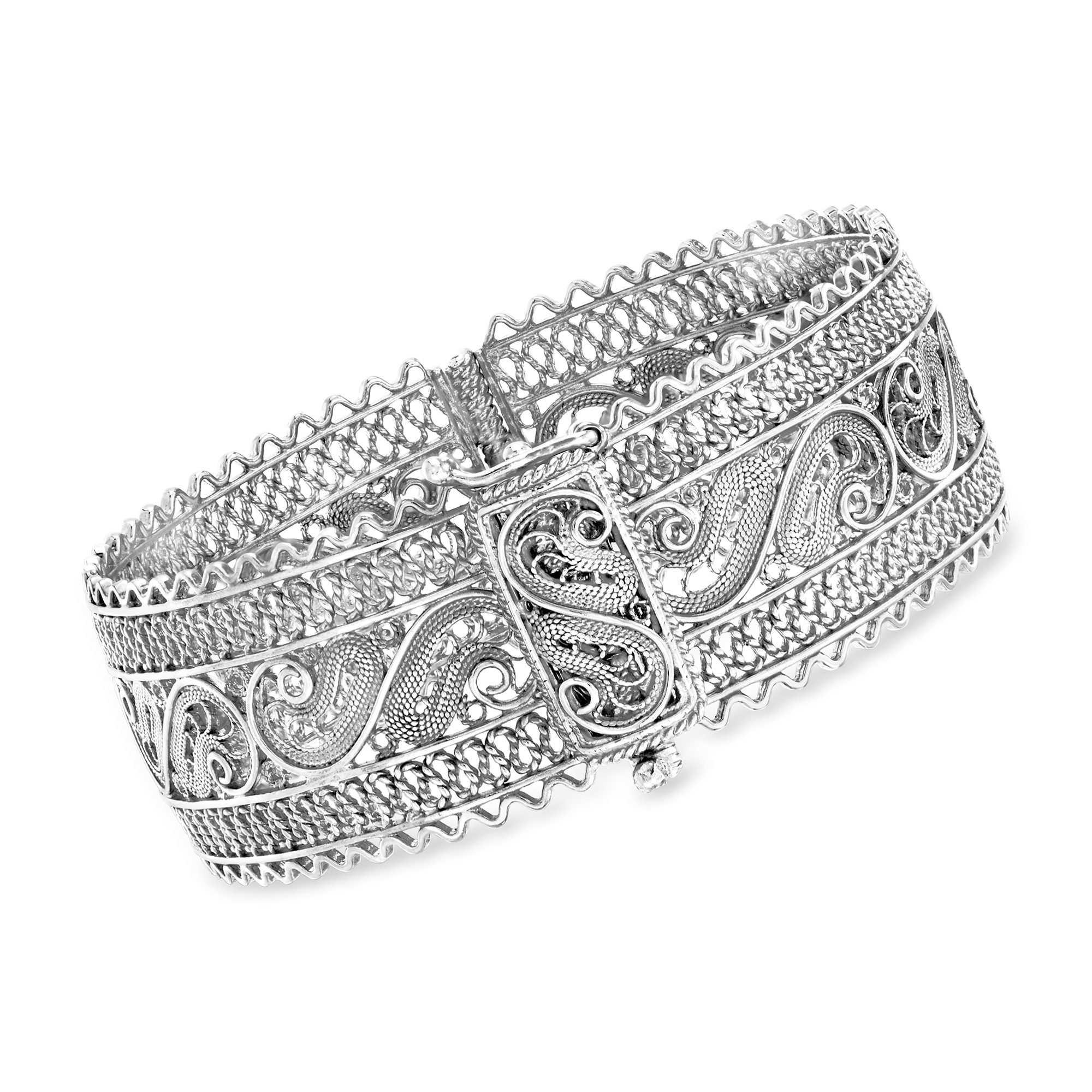 Sterling Silver Filigree Bangle Bracelet. 7