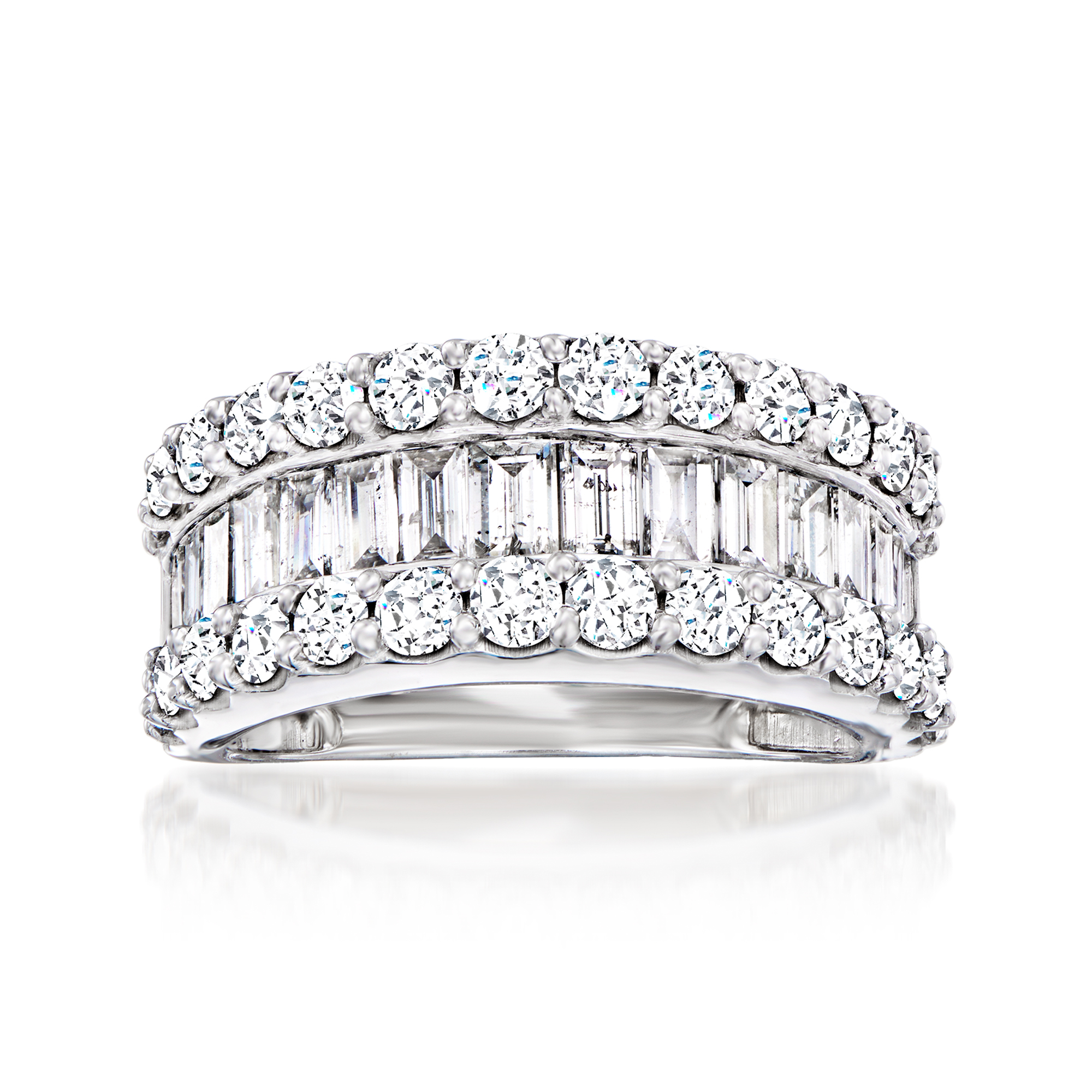 3.00 ct. t.w. Baguette and Round Diamond Ring in 14kt White Gold