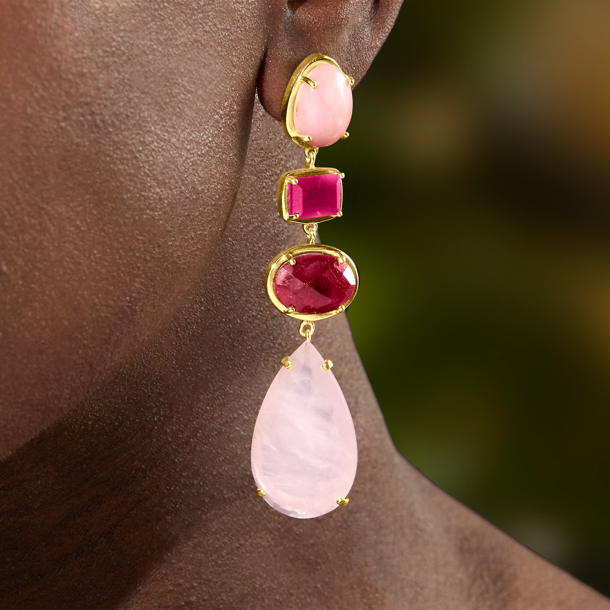 Pink Opal, 49.80 ct. t.w. Multicolored Quartz and 14.00 ct
