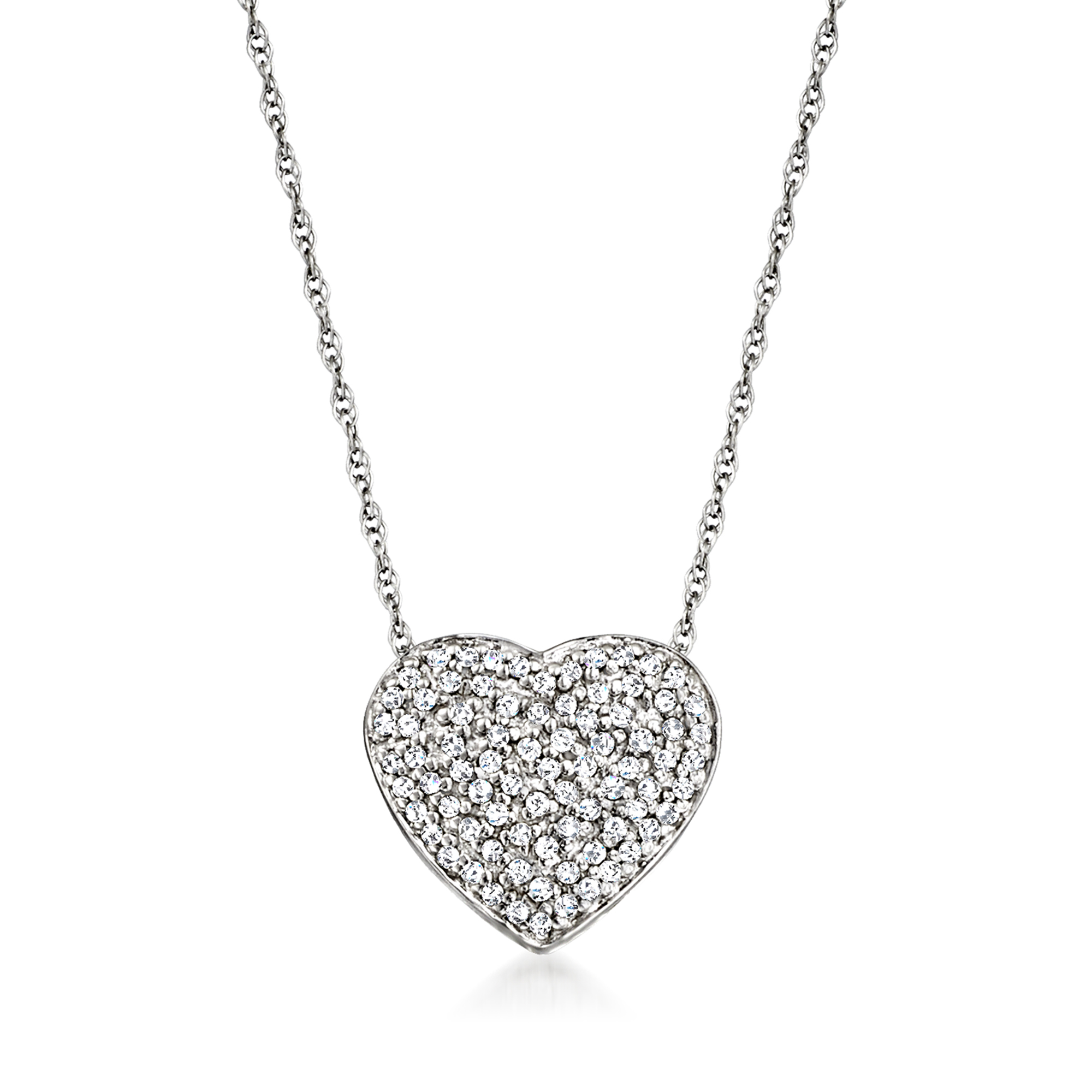 25 ct. t.w. Diamond Heart Pendant Necklace in 14kt White Gold