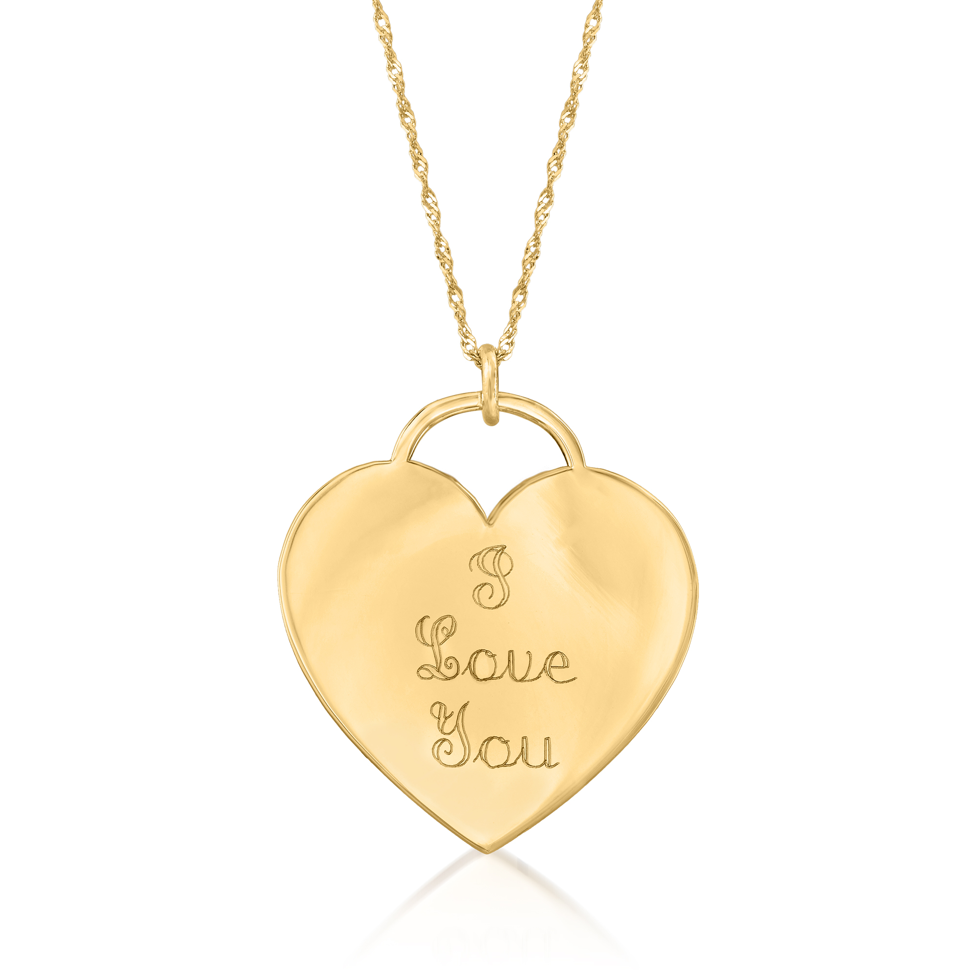 14kt Yellow Gold Heart Shaped I Love You Pendant Necklace Ross Simons