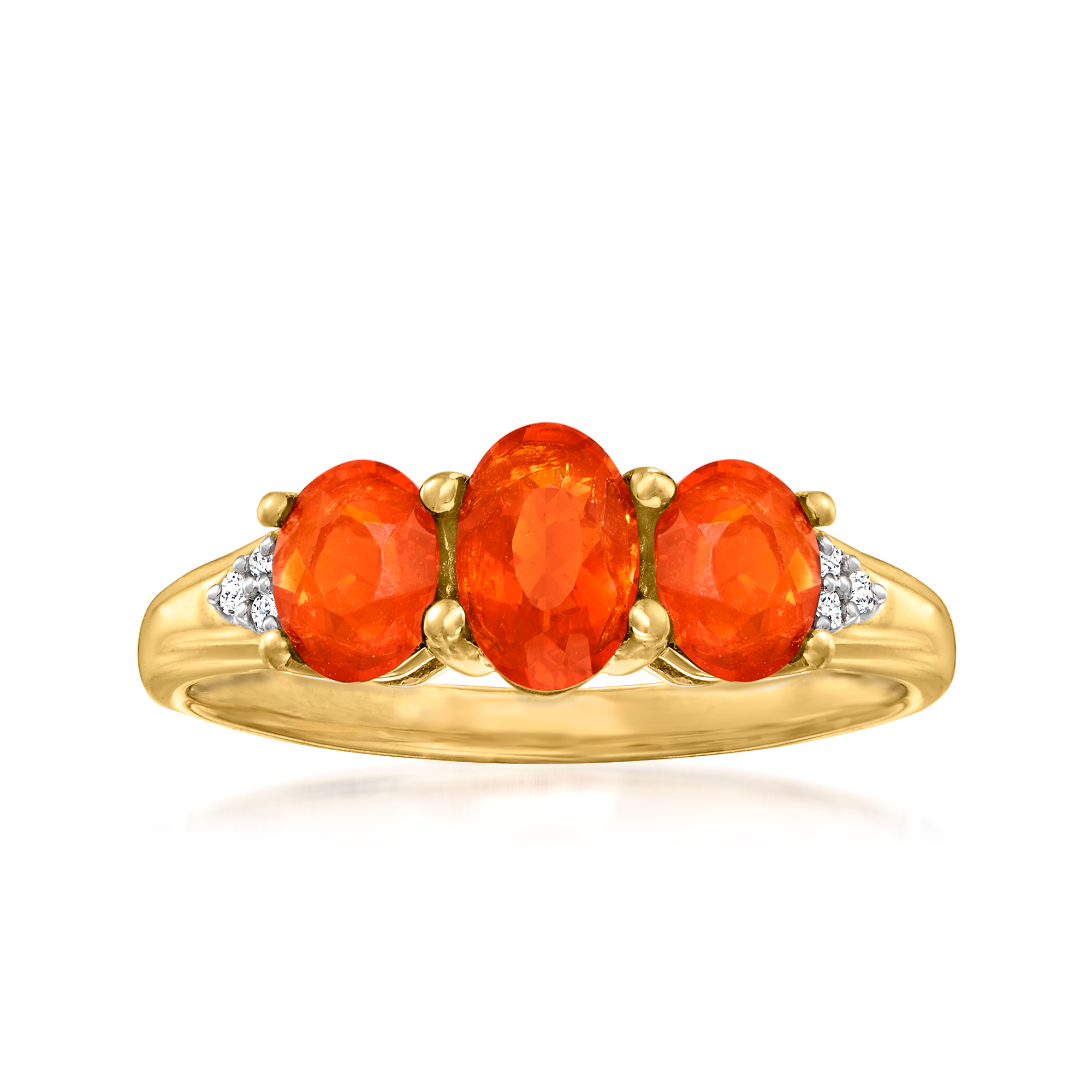 ☆nff☆ holy rood ring nff1 Fire Opal Three-Stone Ring with Diamond Accents in 14kt