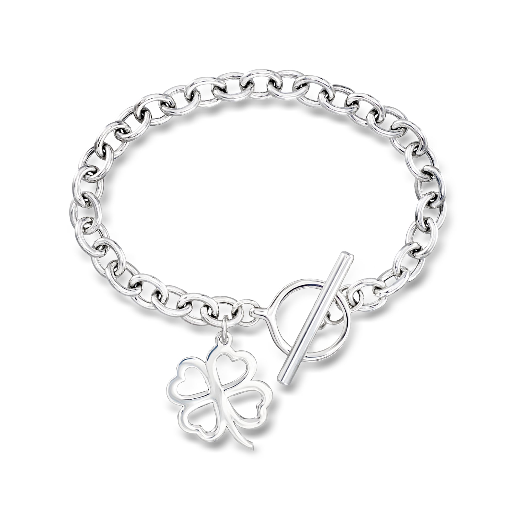 Sterling Silver Personalized Heart Charm Bracelet | Ross Simons