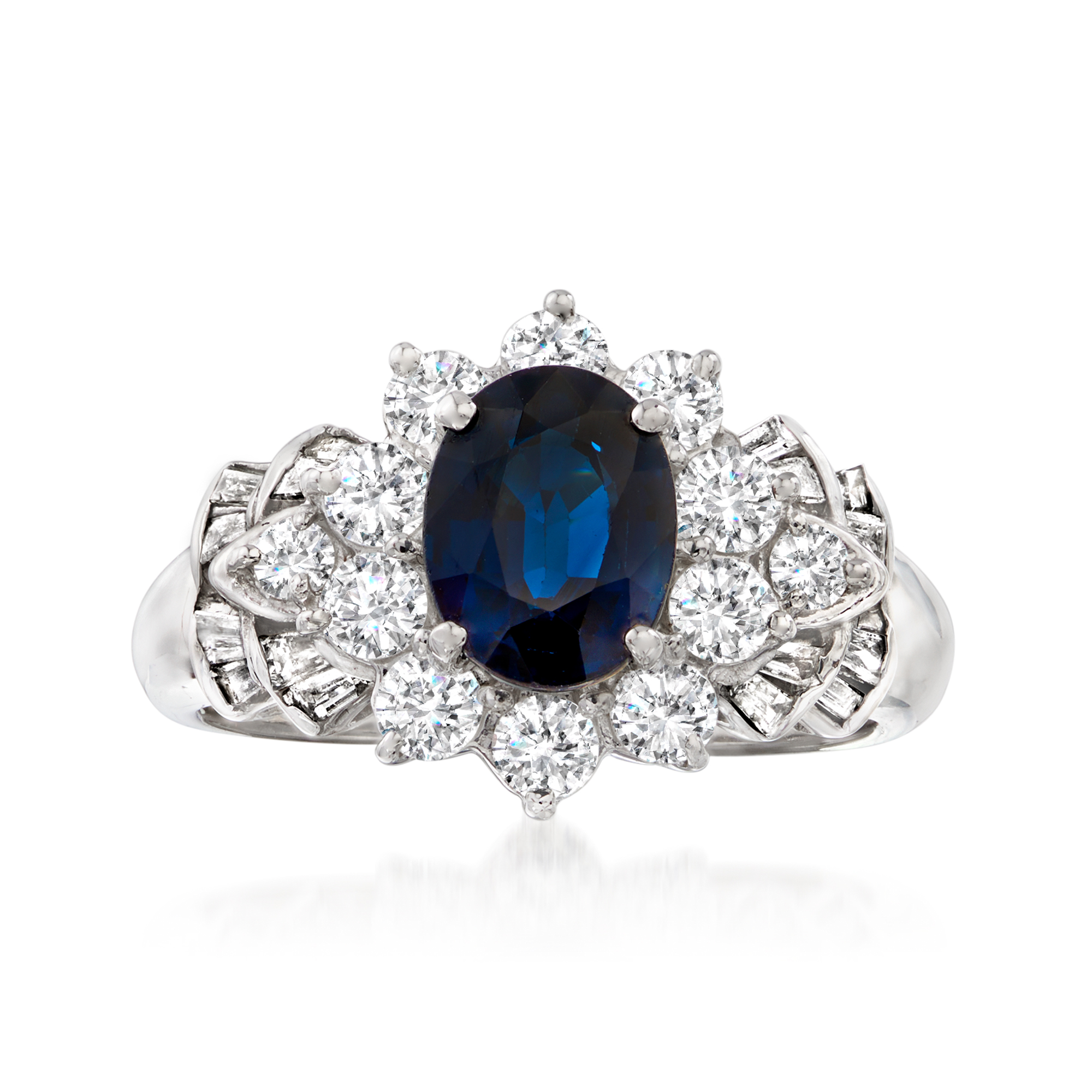 C. 2000 Vintage 1.84 Carat Sapphire Ring with 1.04 ct. t.w.