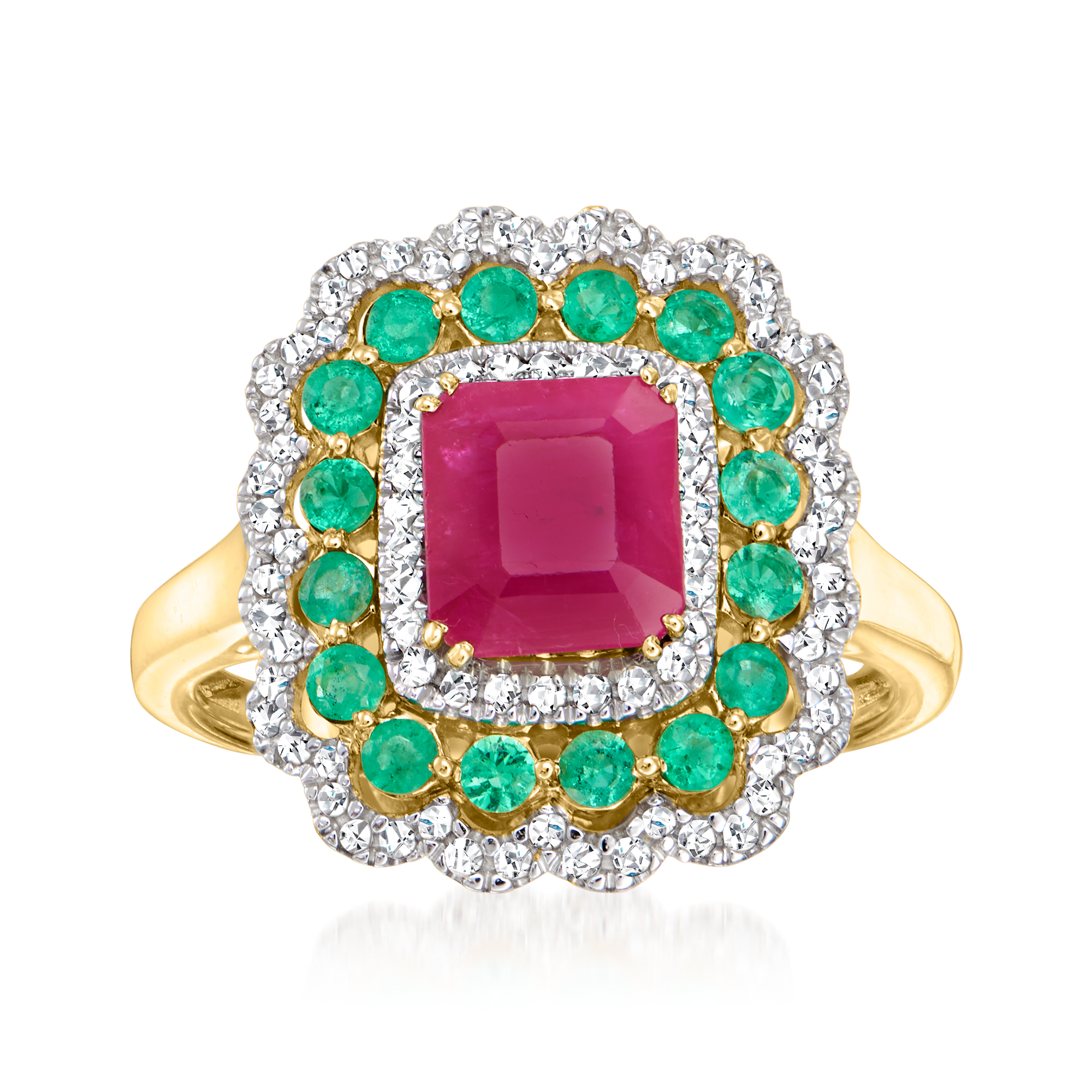 1.60 Carat Ruby, .40 ct. t.w. Emerald and .25 ct. t.w.