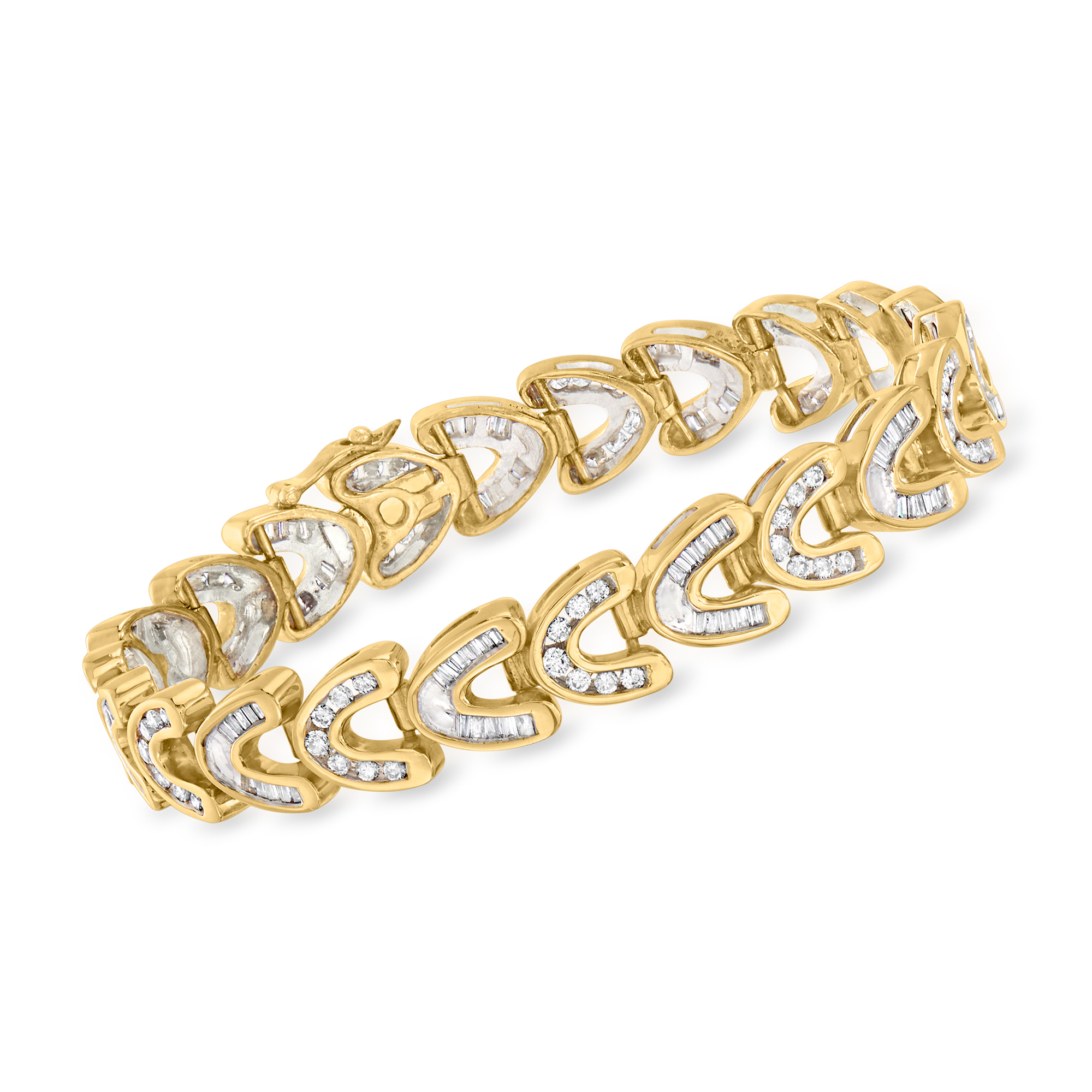 C. 1980 Vintage 4.00 ct. t.w. Baguette Diamond Link Bracelet in
