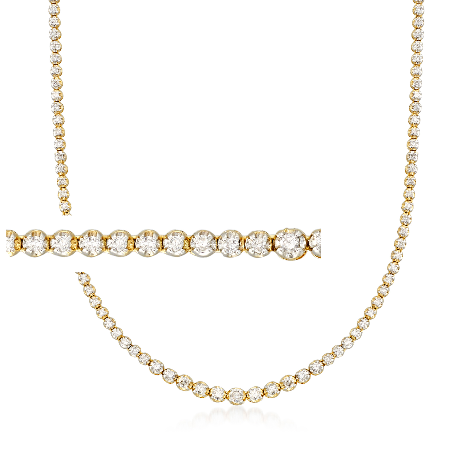 3.00 ct. t.w. Graduated Diamond Tennis Necklace in 14kt Yellow 