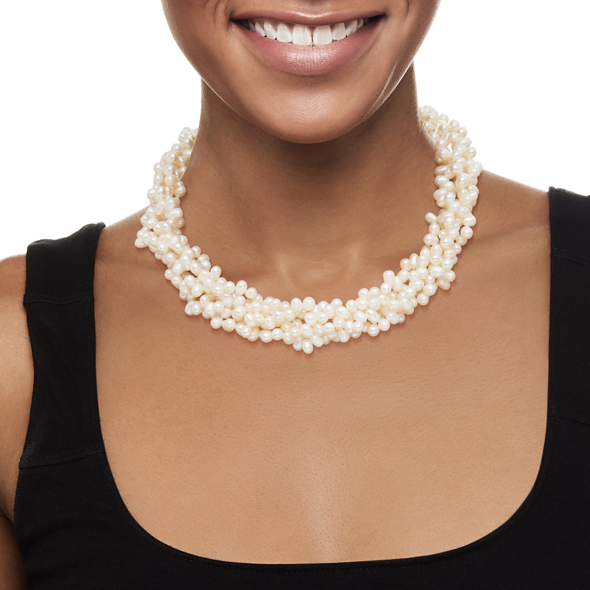 5-6mm Cultured Pearl Torsade Necklace with Sterling Silver | Ross