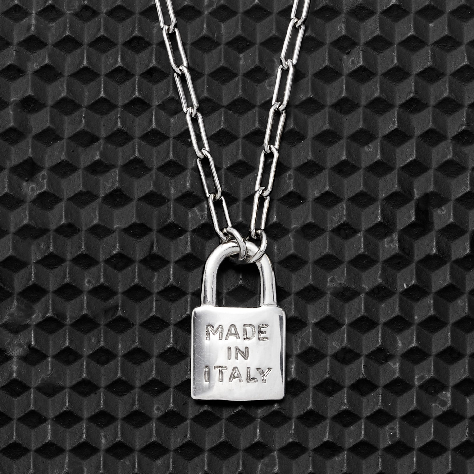 Italian Sterling Silver Made in Italy Lock Paper Clip Link Necklace