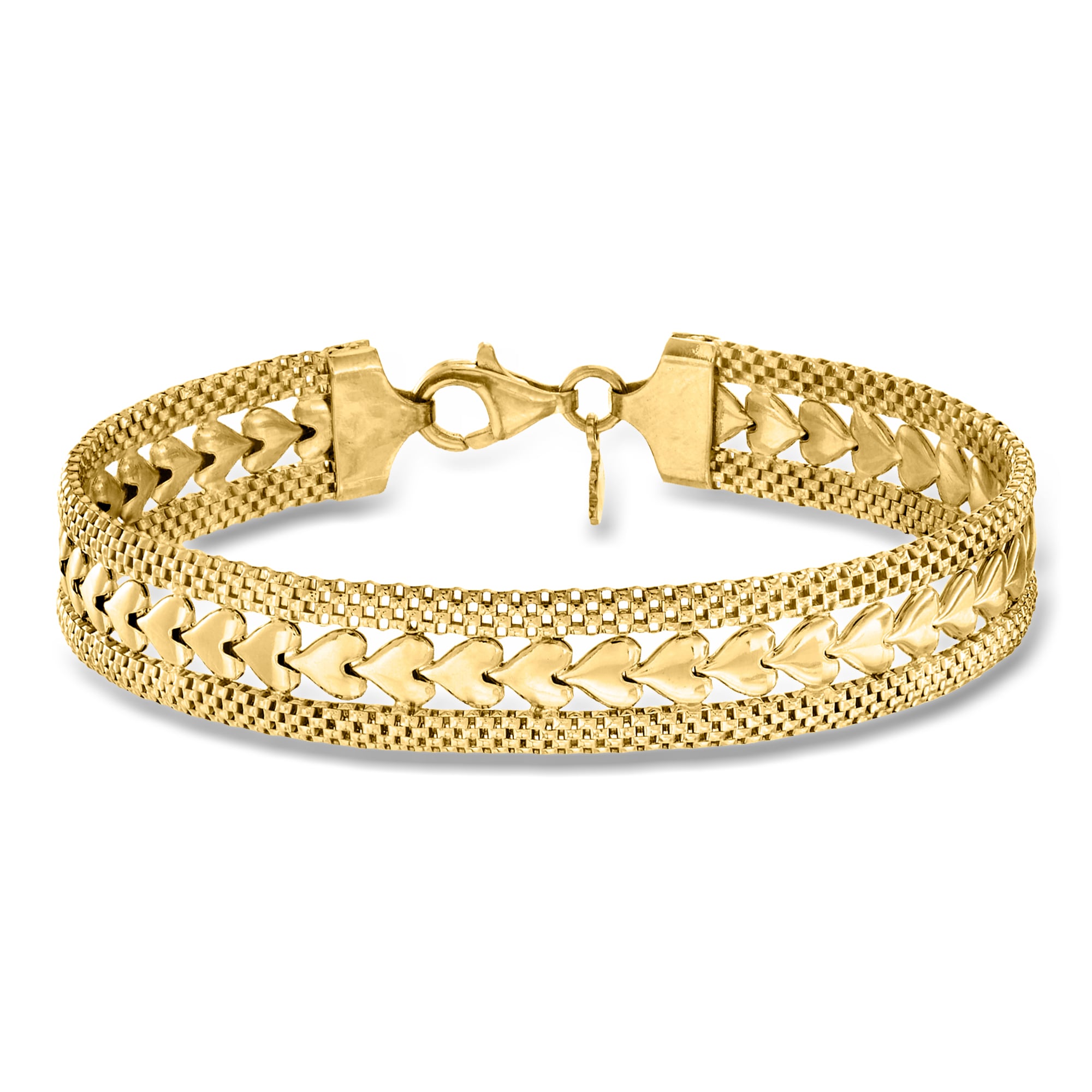 Italian 18kt Gold Over Sterling Silver Heart-Motif Bracelet | Ross