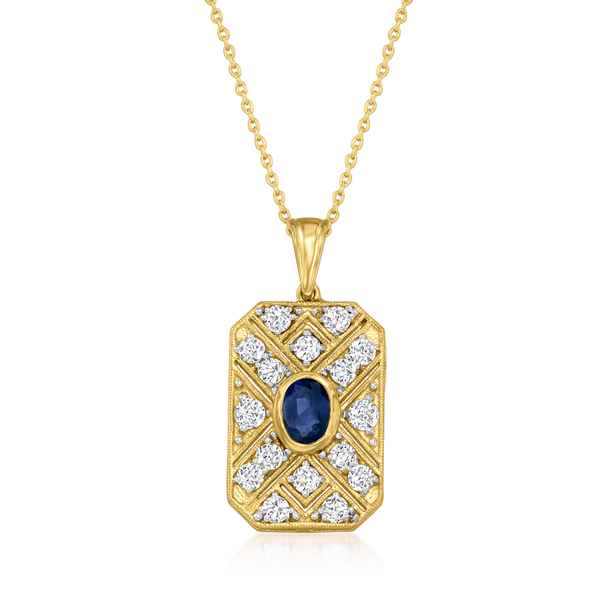 2.00 ct. t.w. White Topaz and 1.40 Carat Sapphire Pendant Necklace 