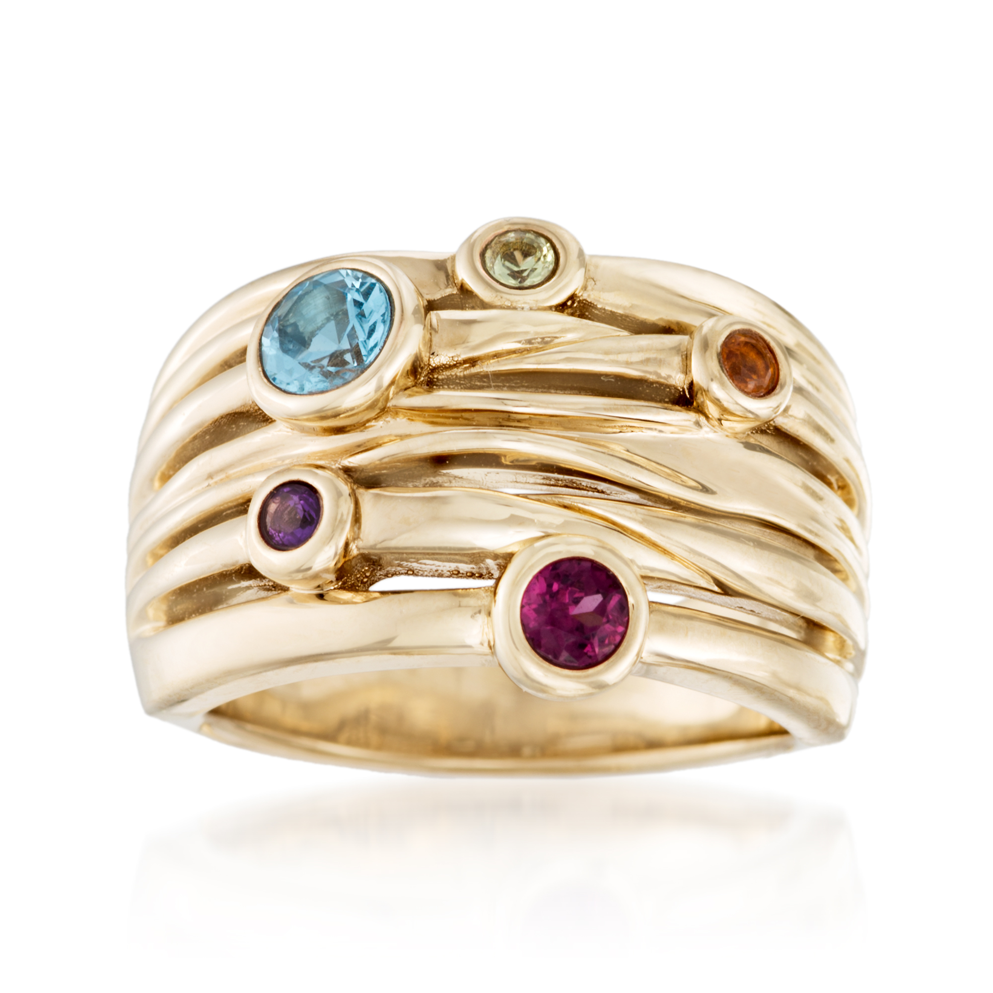 トップス mito Ring 54 ct. t.w. Bezel-Set Multi-Stone Ring in 14kt Yellow Gold