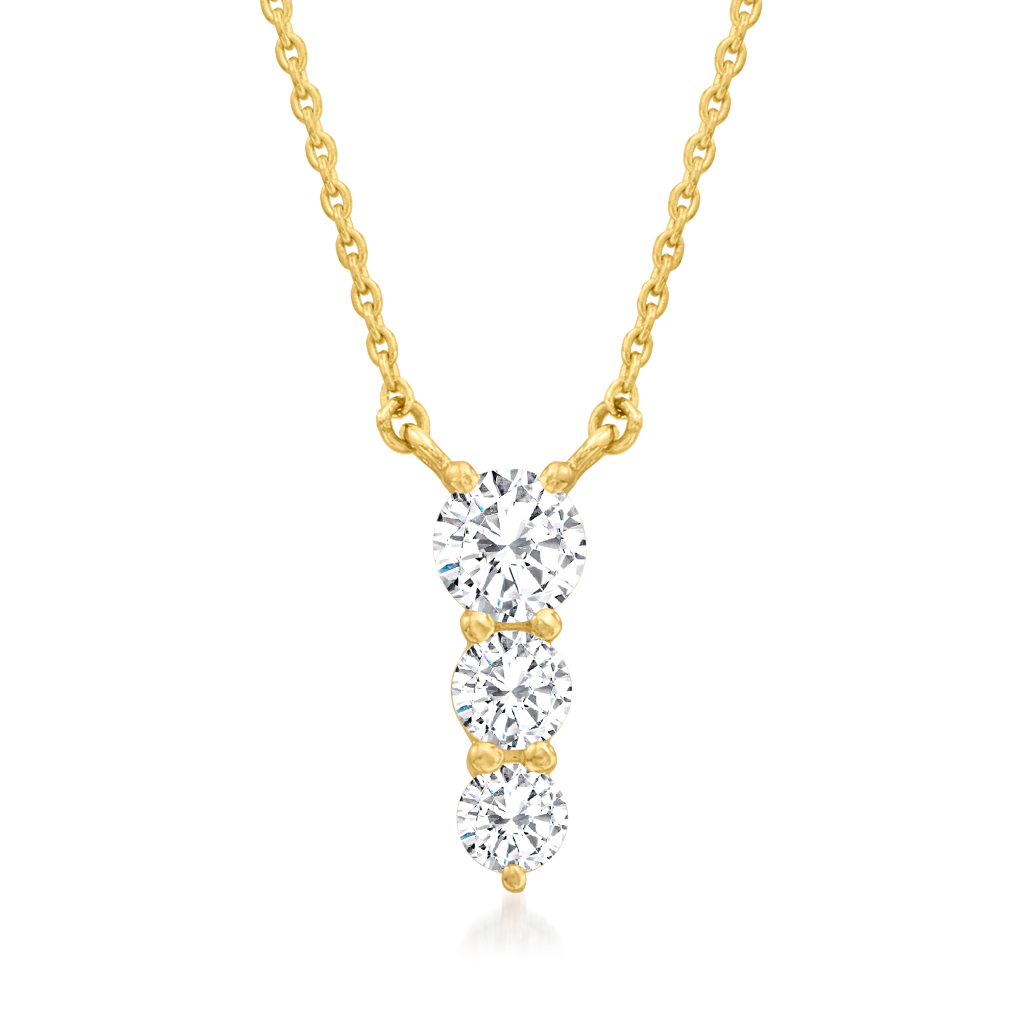 2.50Ct Diamond Round Cut 14K Yellow Gold Finish Three Stone Pendant  Necklaces | eBay