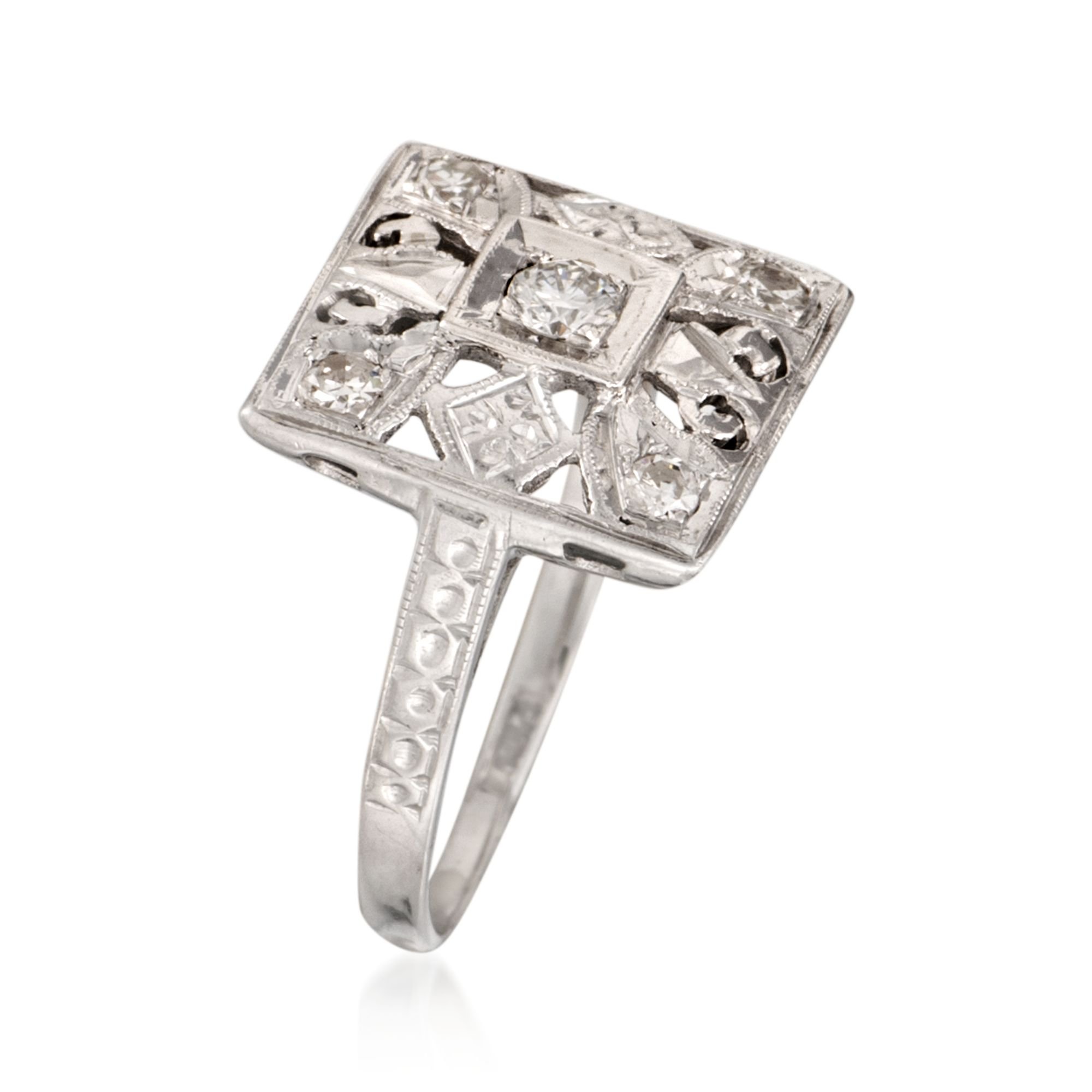 C. 1950 Vintage .25 ct. t.w. Diamond Square-Top Ring in 14kt