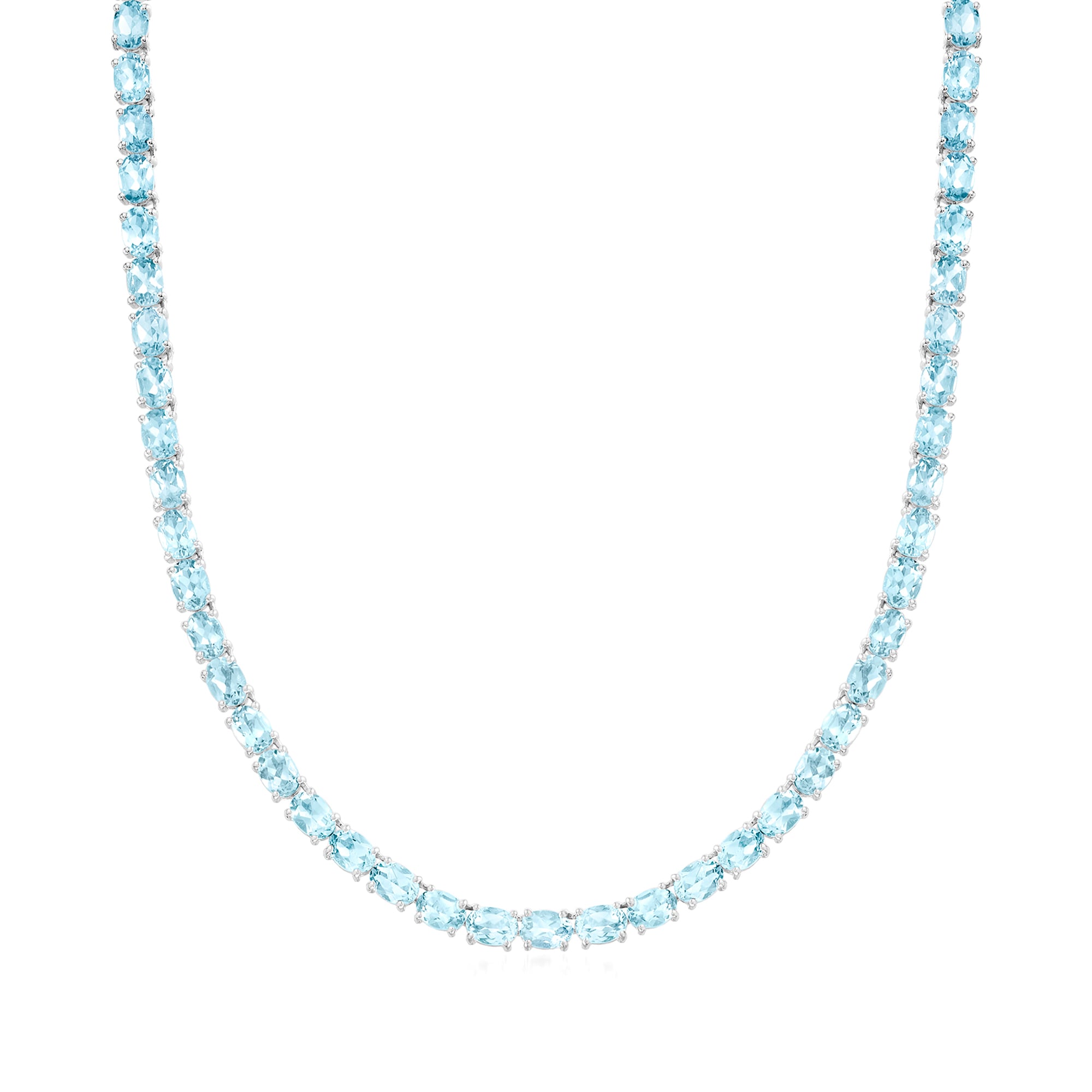 45.00 ct. t.w. Sky Blue Topaz Tennis Necklace in Sterling Silver