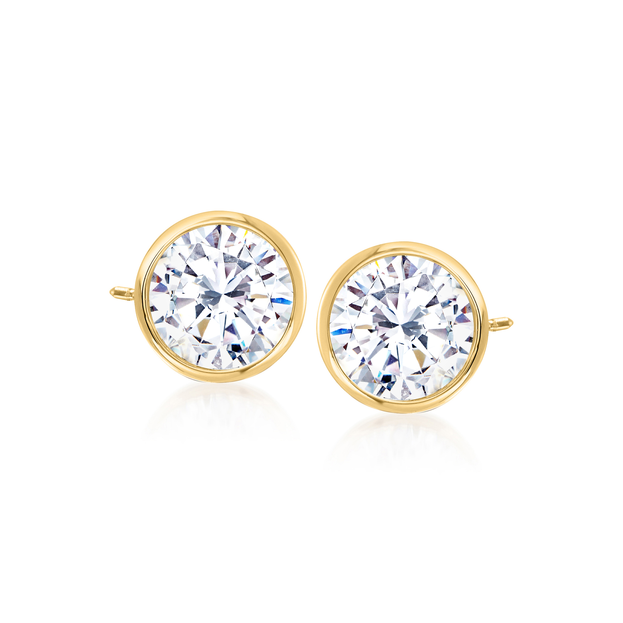 ★2022FW新作★YESEYESEE★Velour Half-zip 2.00 ct. t.w. Bezel-Set CZ Stud Earrings in 14kt Yellow Gold