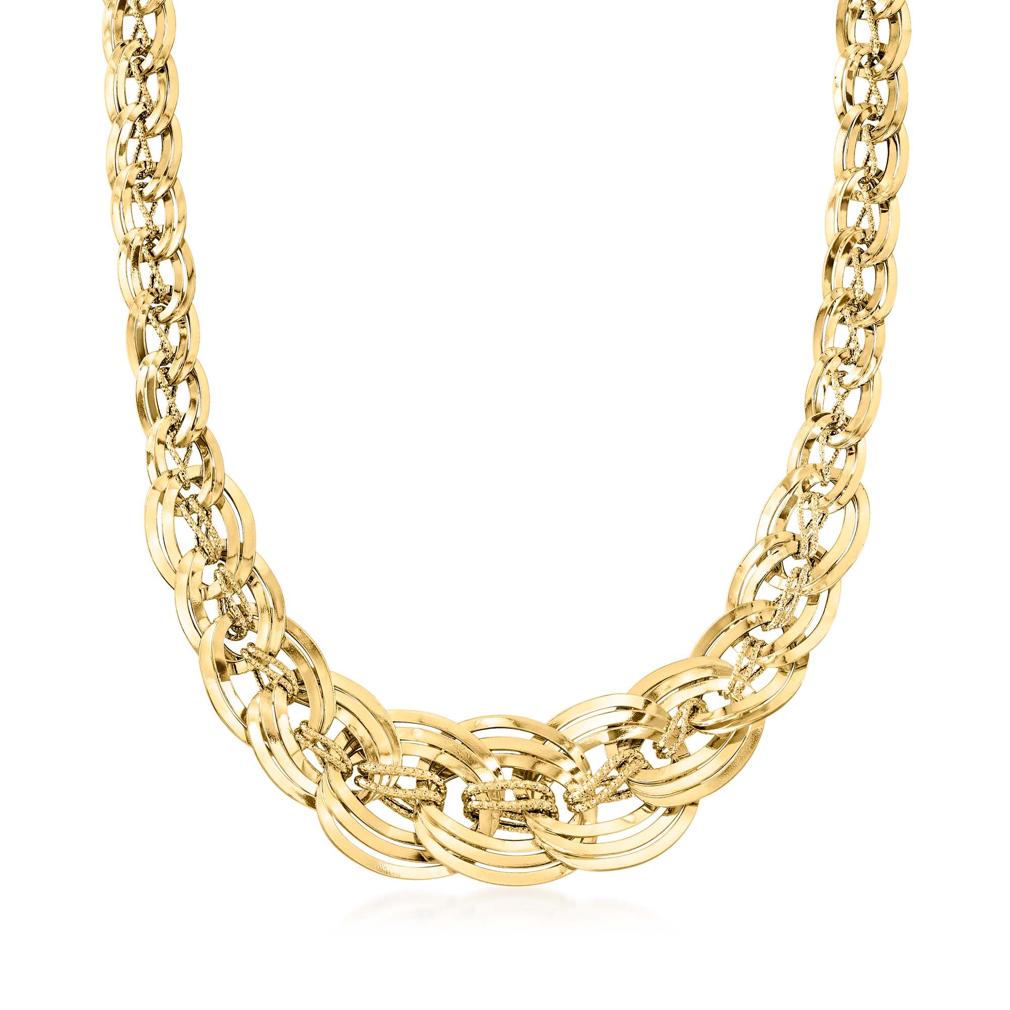 Italian 18kt Yellow Gold Interlocking Link Necklace | Ross-Simons