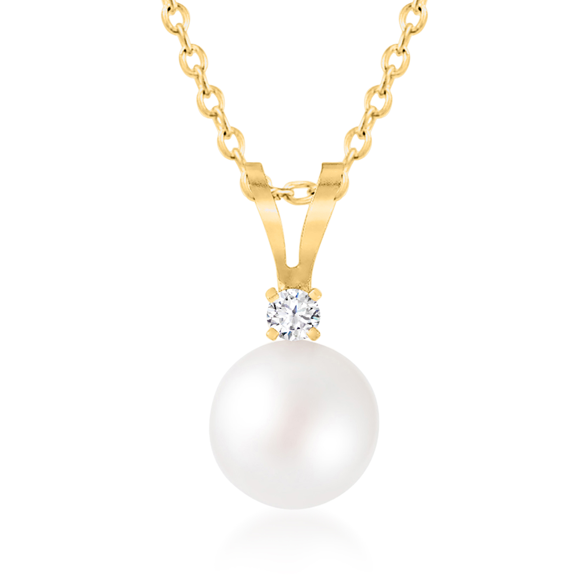 6-6.5mm Cultured Akoya Pearl Pendant Necklace with Single