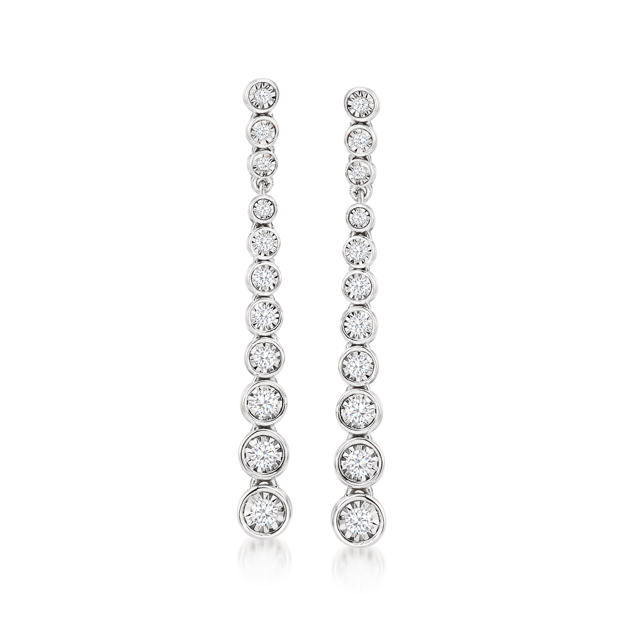 .50 ct. t.w. Bezel-Set Diamond Drop Earrings in Sterling Silver | Ross 