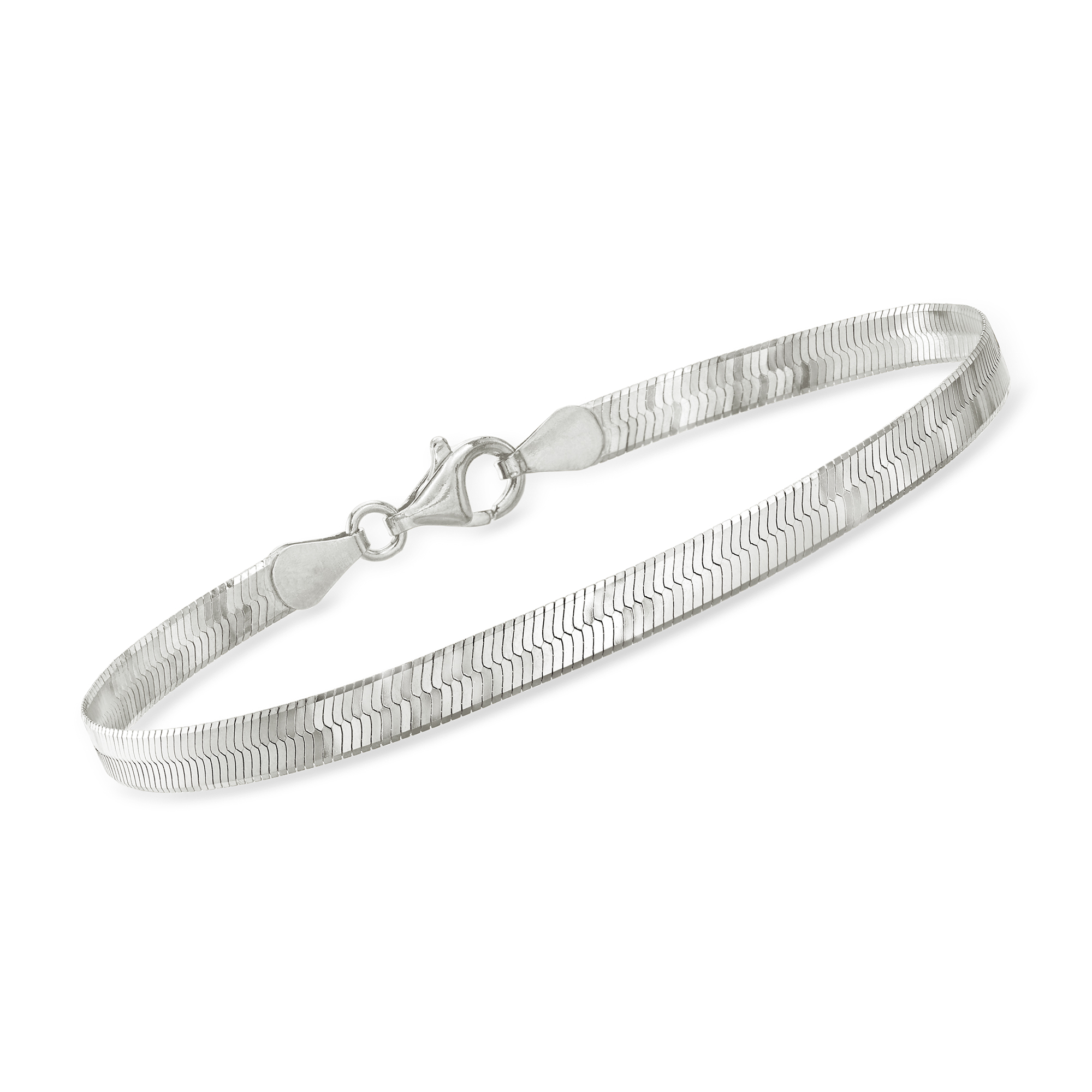 Italian 4mm Sterling Silver Herringbone Bracelet