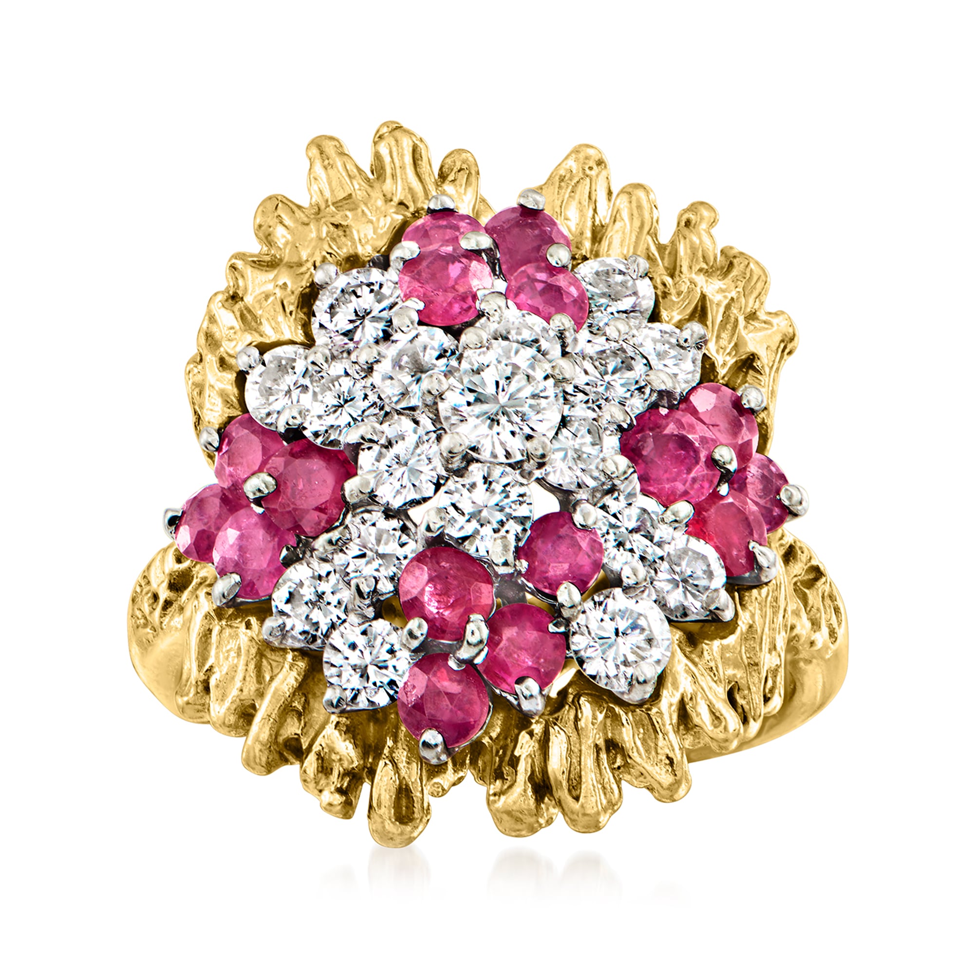 C. 1940 Vintage .65 ct. t.w. Diamond and .50 ct. t.w. Ruby Ring in