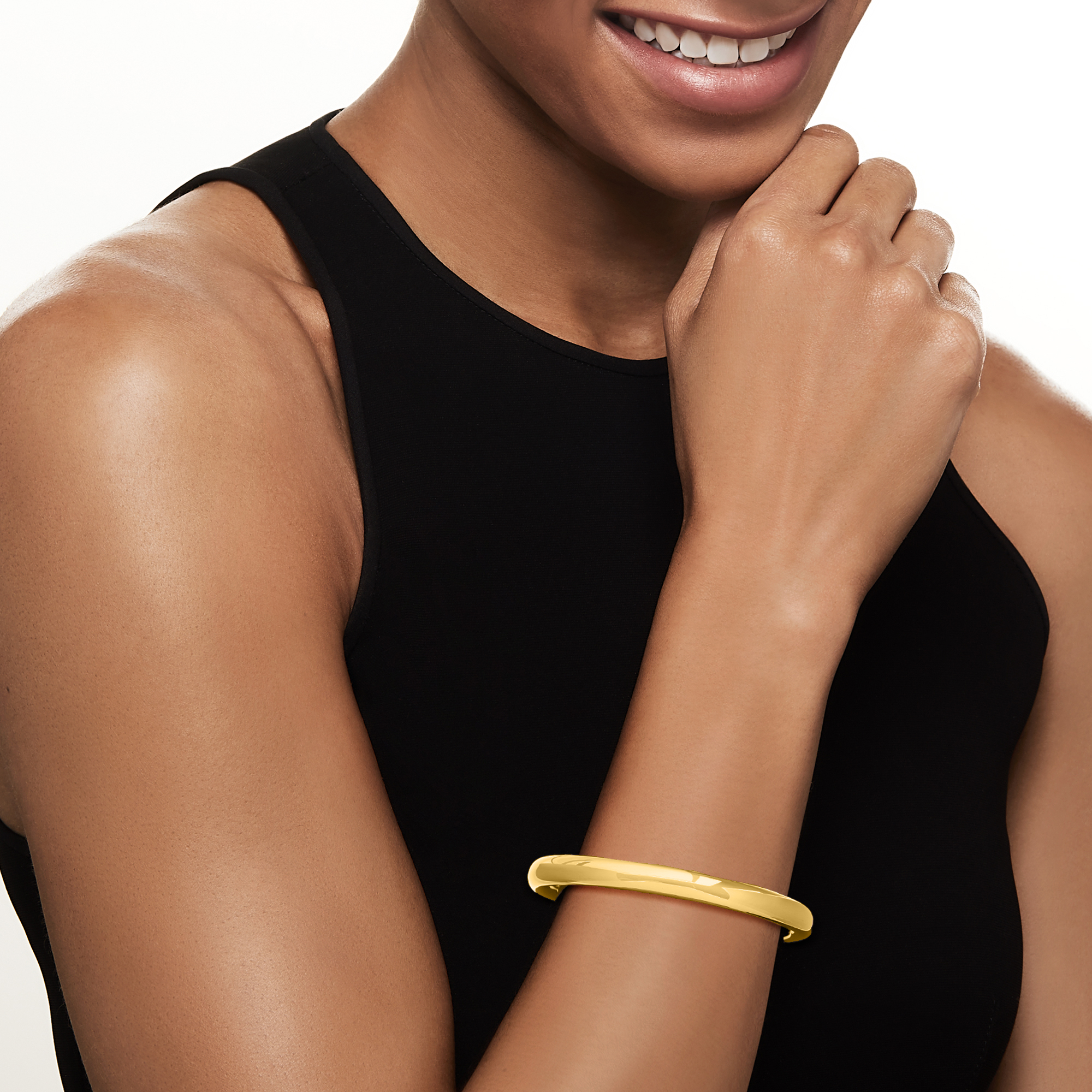 Italian Andiamo 8mm 14kt Yellow Gold Over Resin Bangle Bracelet