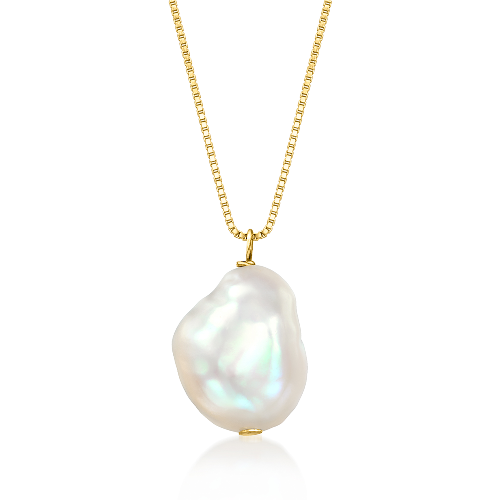 12-15mm Cultured Baroque Pearl Necklace with 14kt Yellow Gold