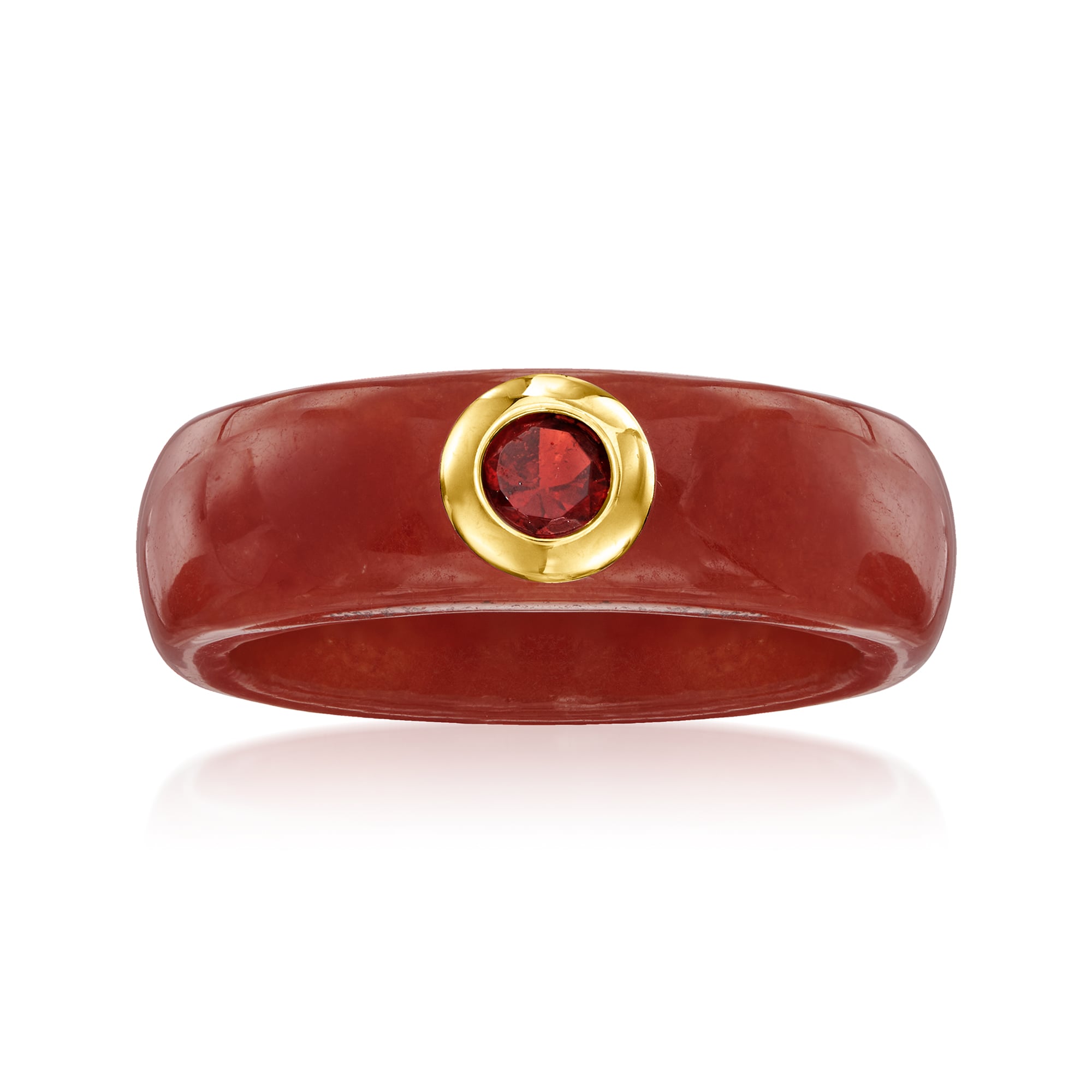 Red Jade and .30 Carat Garnet Ring with 14kt Yellow Gold | Ross Simons