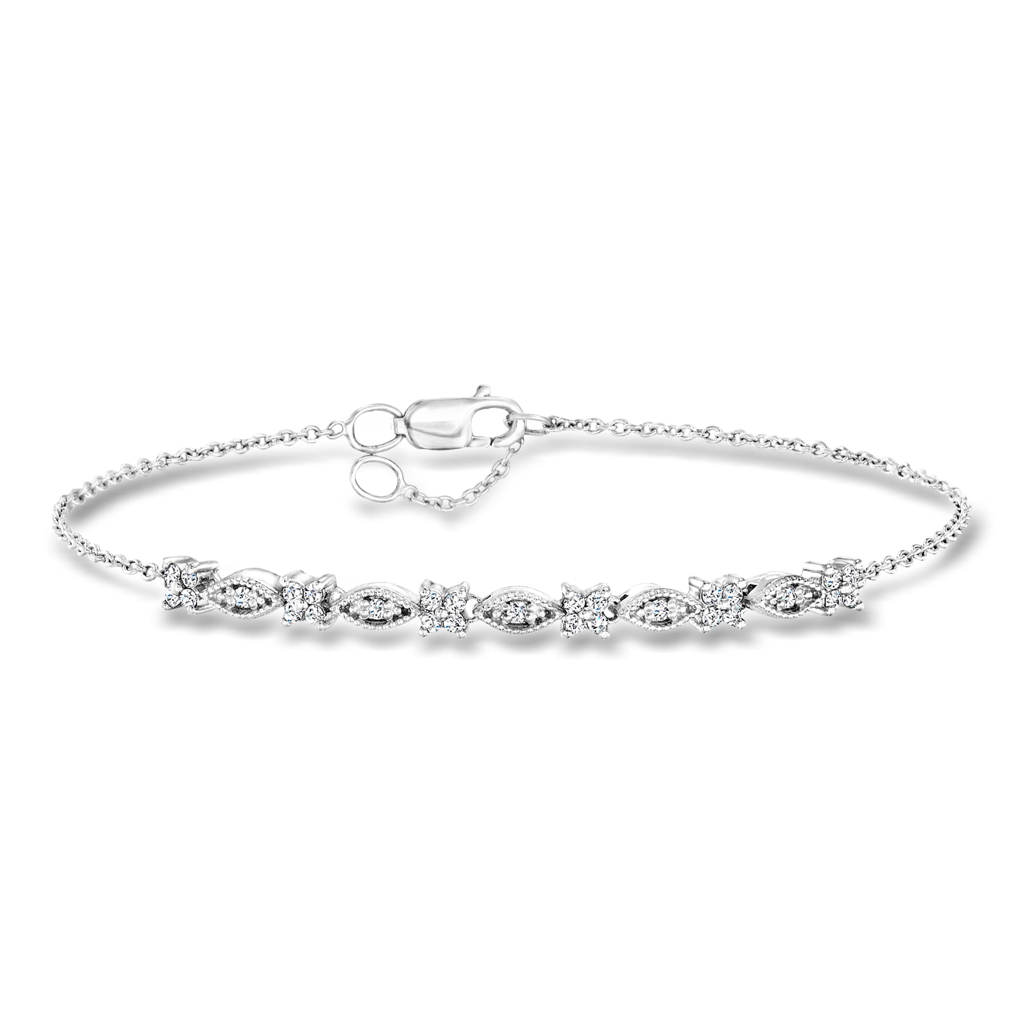 [瀧川亮]Santaku combi twist bit bracelet 20 ct. t.w. Diamond Multi-Shaped Station Bracelet in Sterling