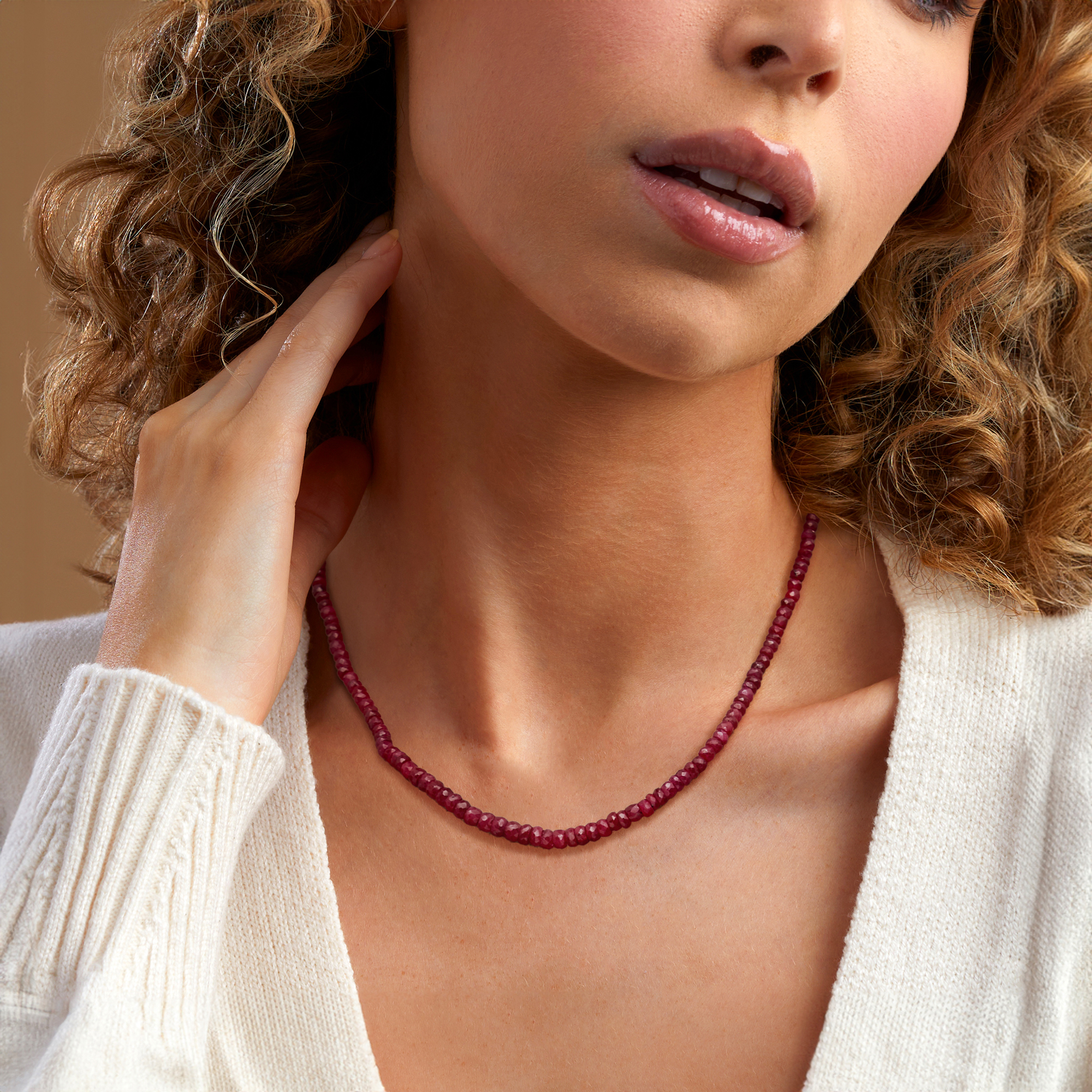 90.00 ct. t.w. Ruby Bead Necklace with Sterling Silver | Ross Simons