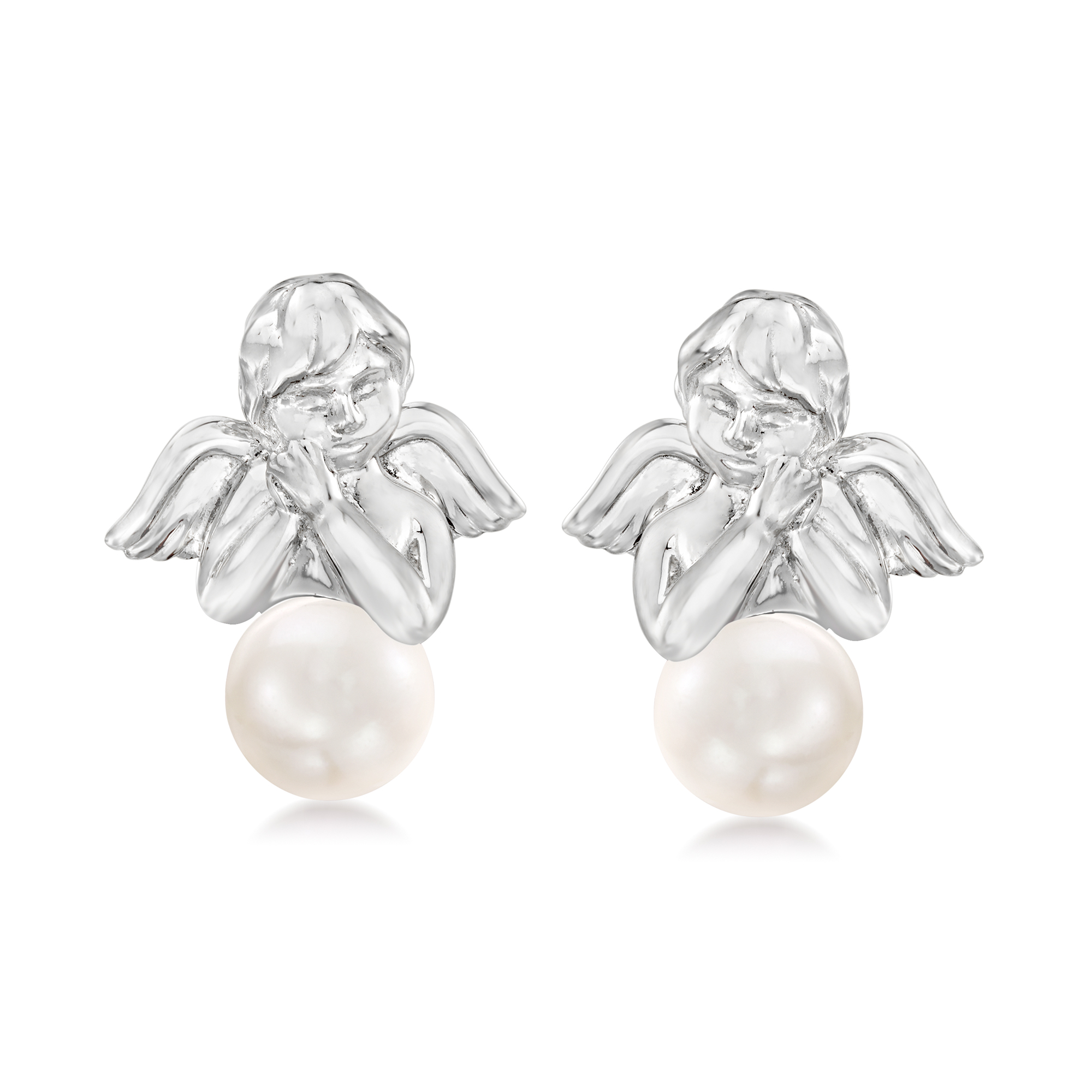 picknick door elkaar haspelen naaimachine 8-8.5mm Cultured Pearl Angel Earrings in Sterling Silver | Ross-Simons picknick door elkaar haspelen naaimachine 8-8.5mm Cultured Pearl Angel Earrings in Sterling Silver | Ross-Simons