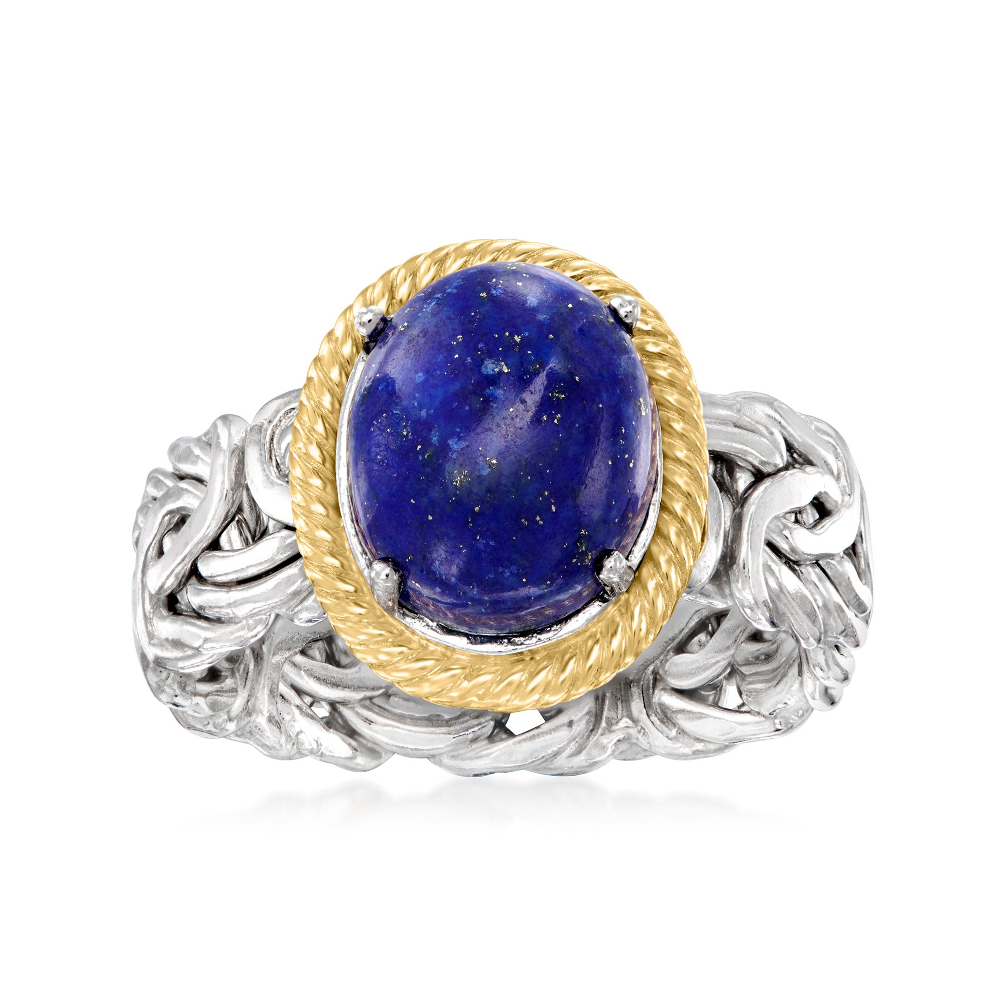 Lapis Byzantine Ring in Sterling Silver and 14kt Yellow Gold