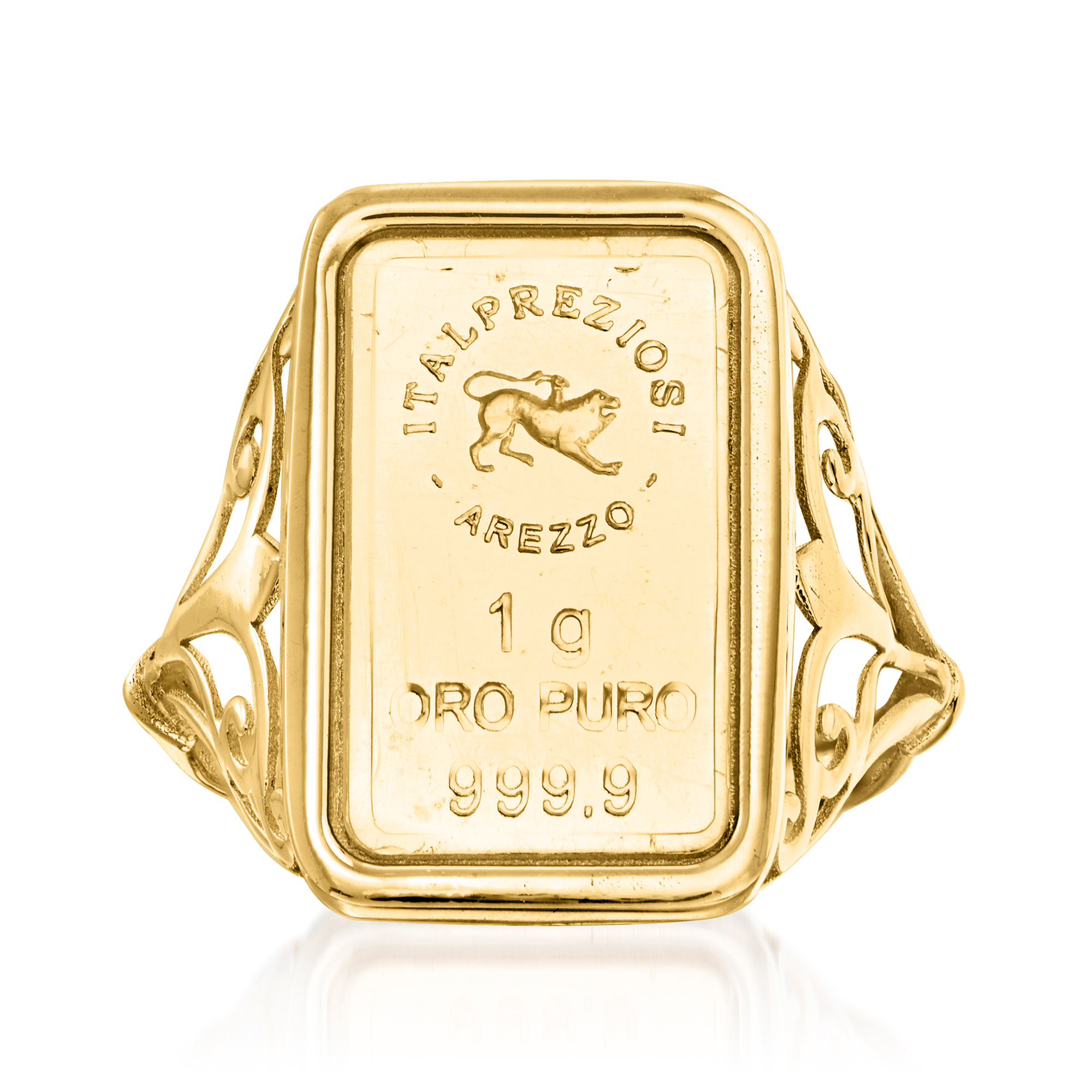 Italian 24kt Yellow Gold Chimera of Arezzo One-Gram Ingot Ring