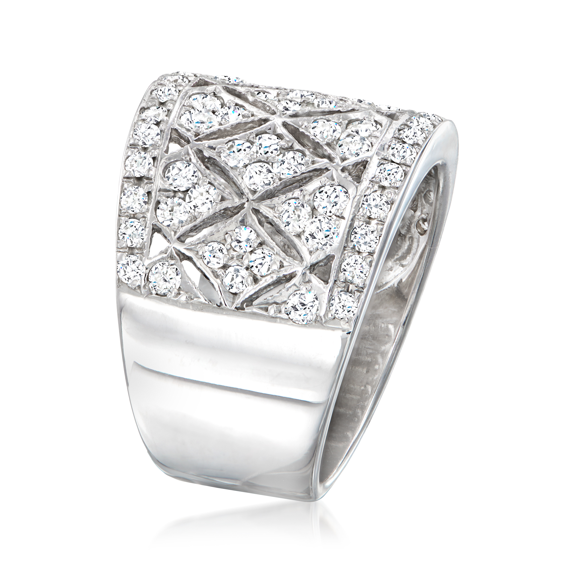 CLASSICAL Diamonds 20〜23 C. 1980 Vintage 1.65 ct. t.w. Diamond Lattice Ring in 14kt