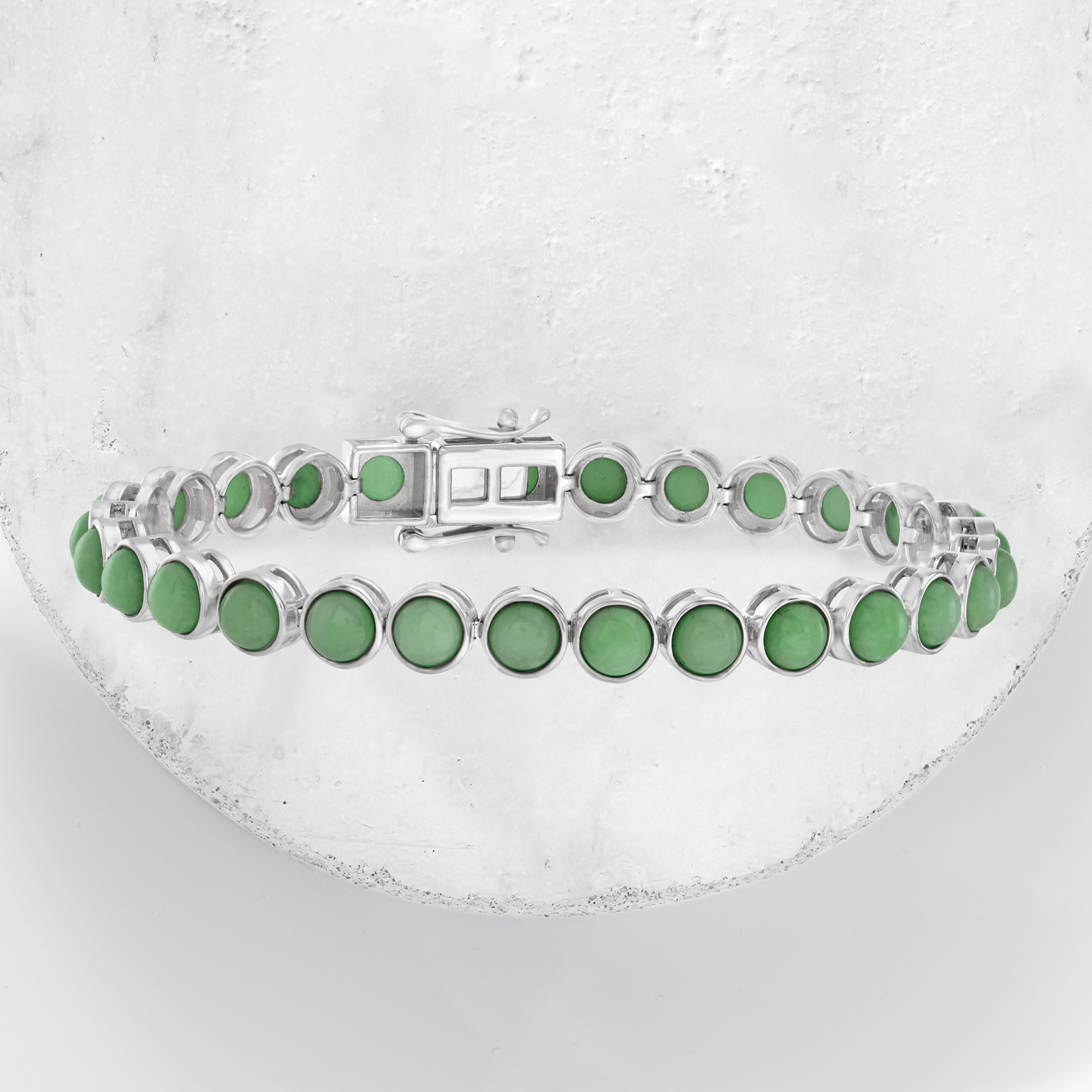 Jade Tennis Bracelet in Sterling Silver