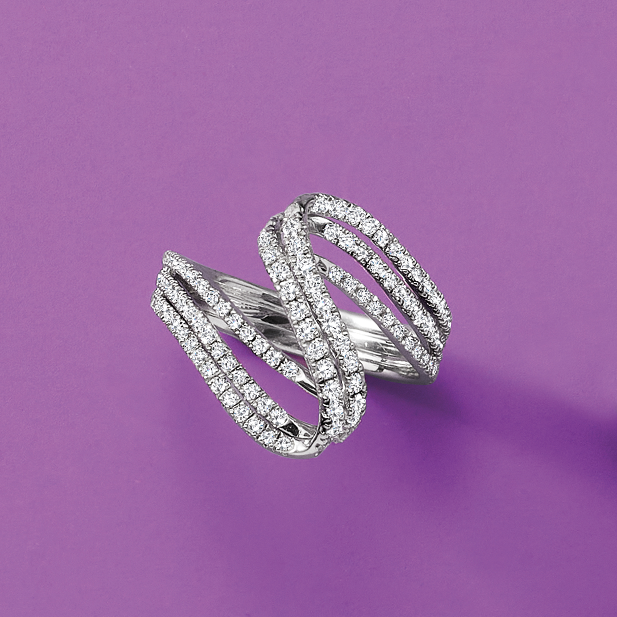 75 ct. t.w. Diamond Three-Row Wave Ring in Sterling Silver 75 ct. t.w. Diamond Three-Row Wave Ring in Sterling Silver