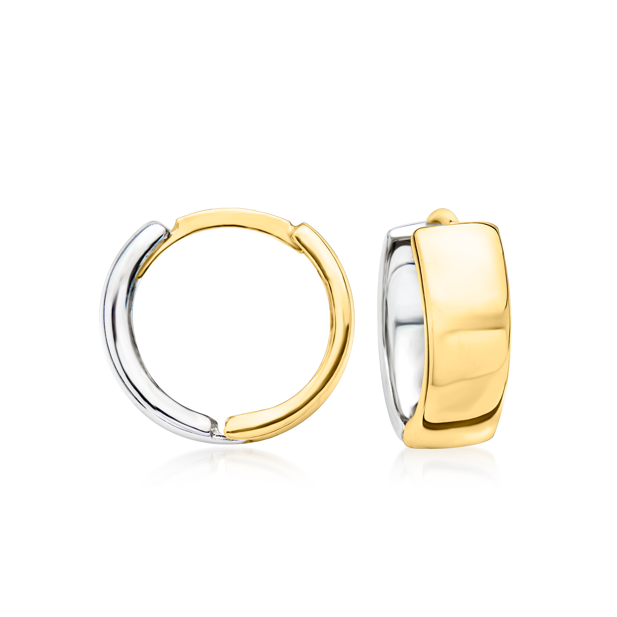 Sterling Silver and 14kt Yellow Gold Reversible Huggie Hoop