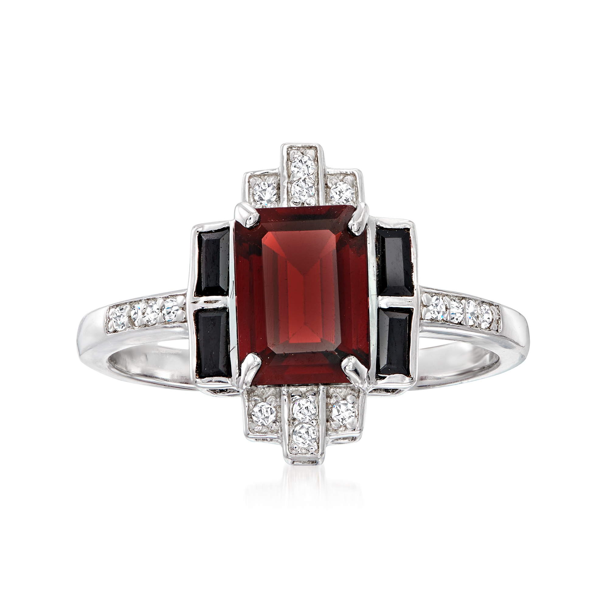 1.80 Carat Garnet and .20 ct. t.w. Black Spinel Ring with 1.80 Carat Garnet and .20 ct. t.w. Black Spinel Ring with
