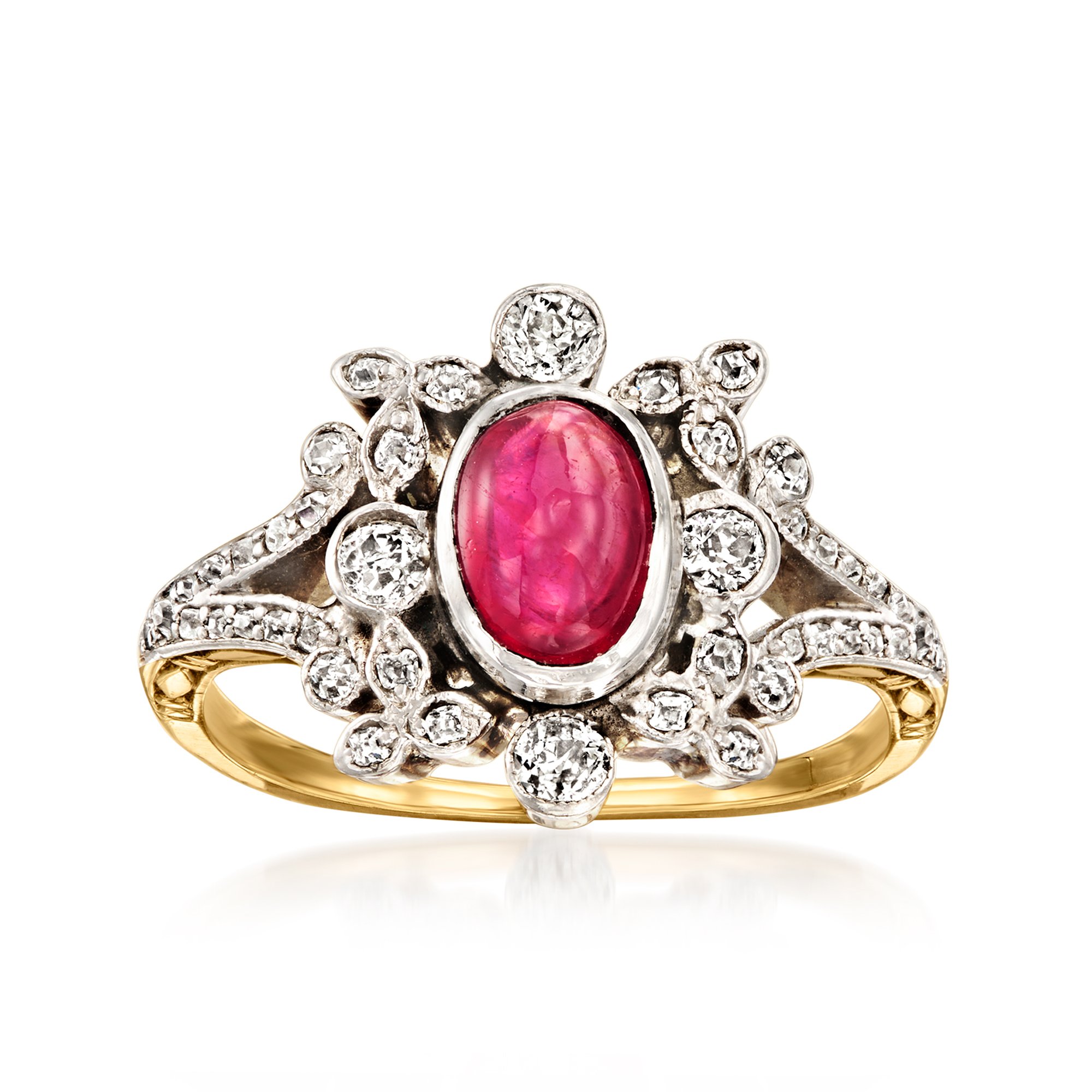 C. 1910 Vintage 1.00 Carat Ruby and .50 ct. t.w. Diamond