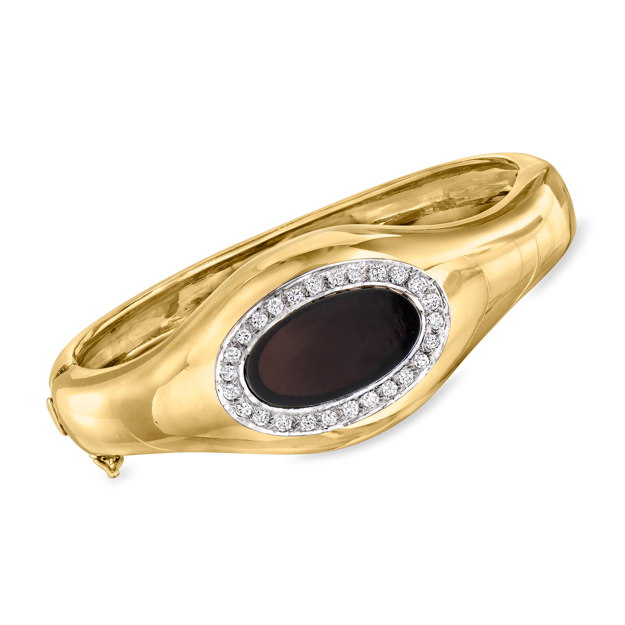C. 1980 Vintage Onyx Bracelet with .65 ct. t.w. Diamonds in