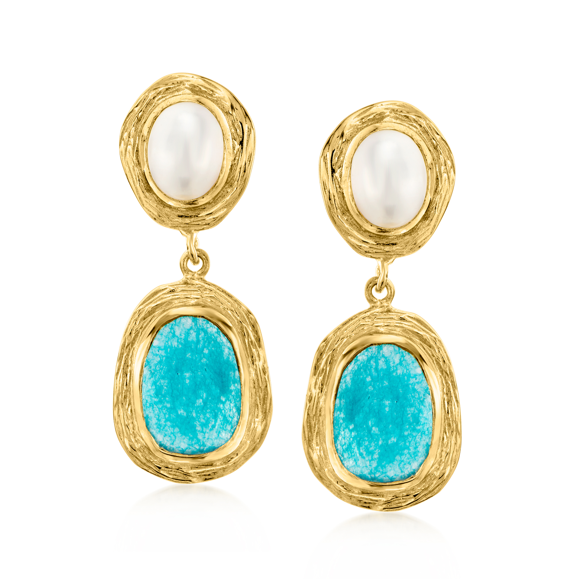 7x9mm Cultured Pearl and 7.00 ct. t.w. Blue Quartz Drop 7x9mm Cultured Pearl and 7.00 ct. t.w. Blue Quartz Drop