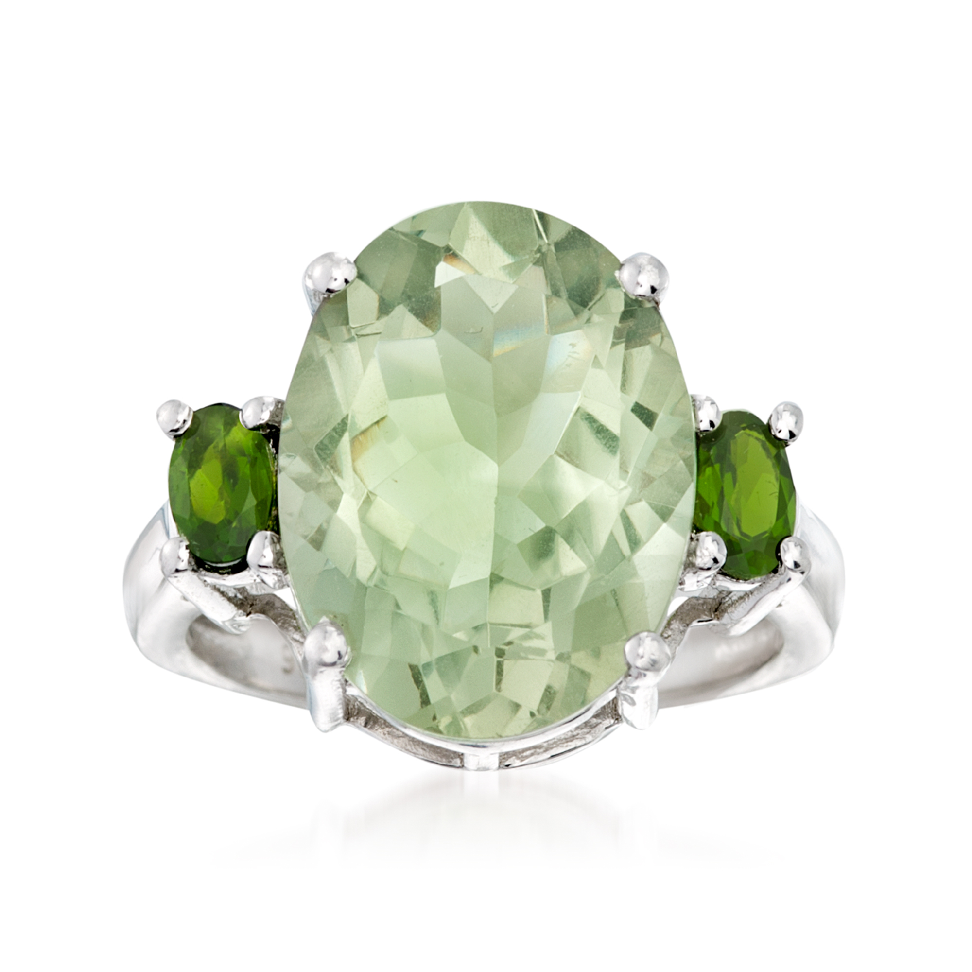 8.00 Carat Prasiolite and .40 ct. t.w. Chrome Diopside Ring in