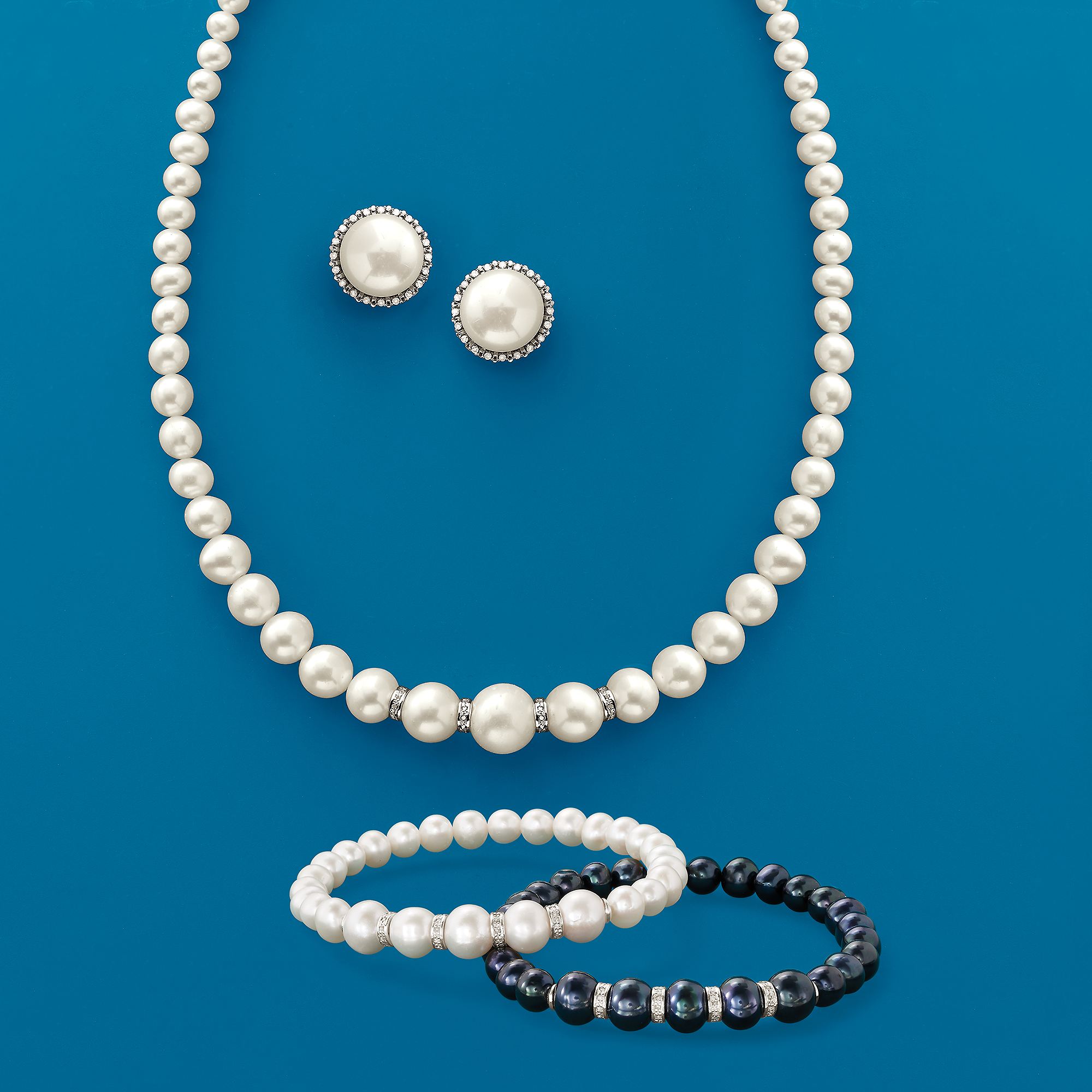 5-11.5mm Graduated Cultured Pearl Necklace with .24 ct. t.w.