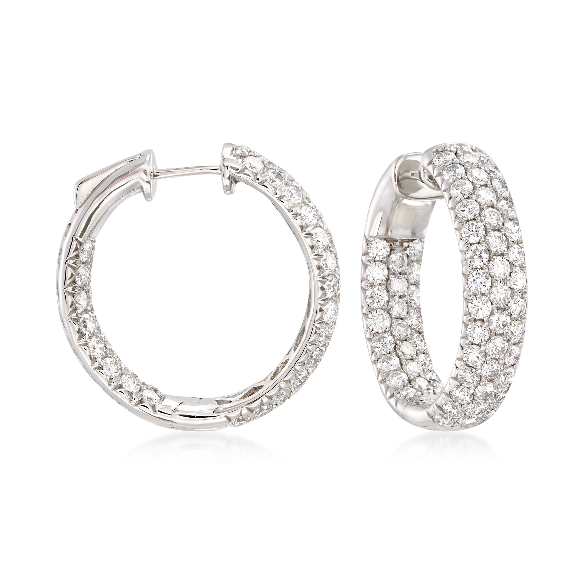 4.00 ct. t.w. Diamond Inside-Outside Hoop Earrings in 14kt White