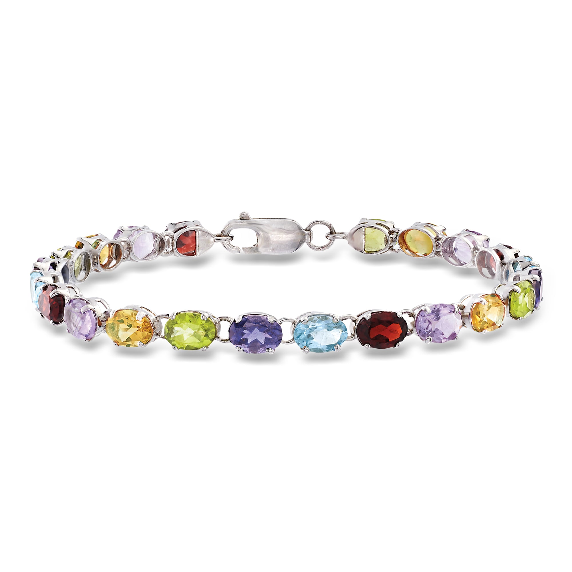 18.60 ct. t.w. Multi-Gemstone Tennis Bracelet in Sterling Silver