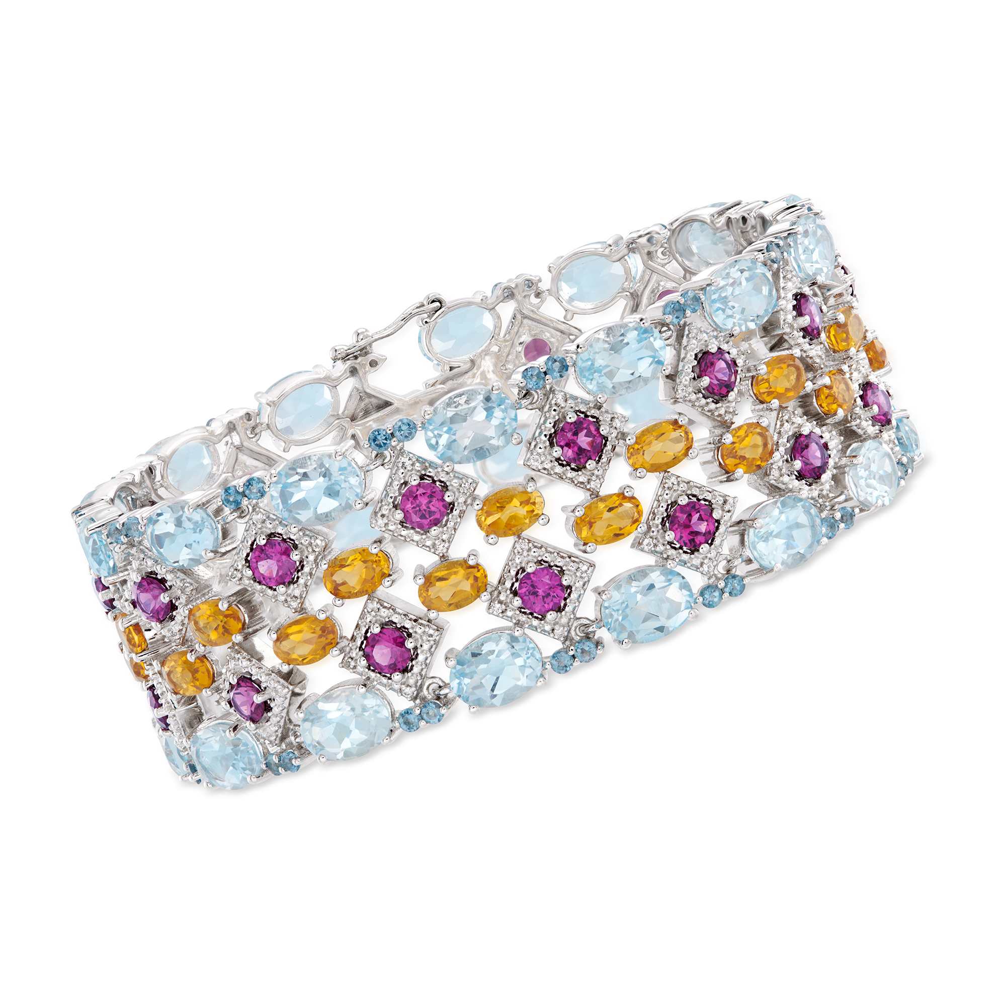 63.60 ct. t.w. Multi-Gemstone Bracelet in Sterling Silver