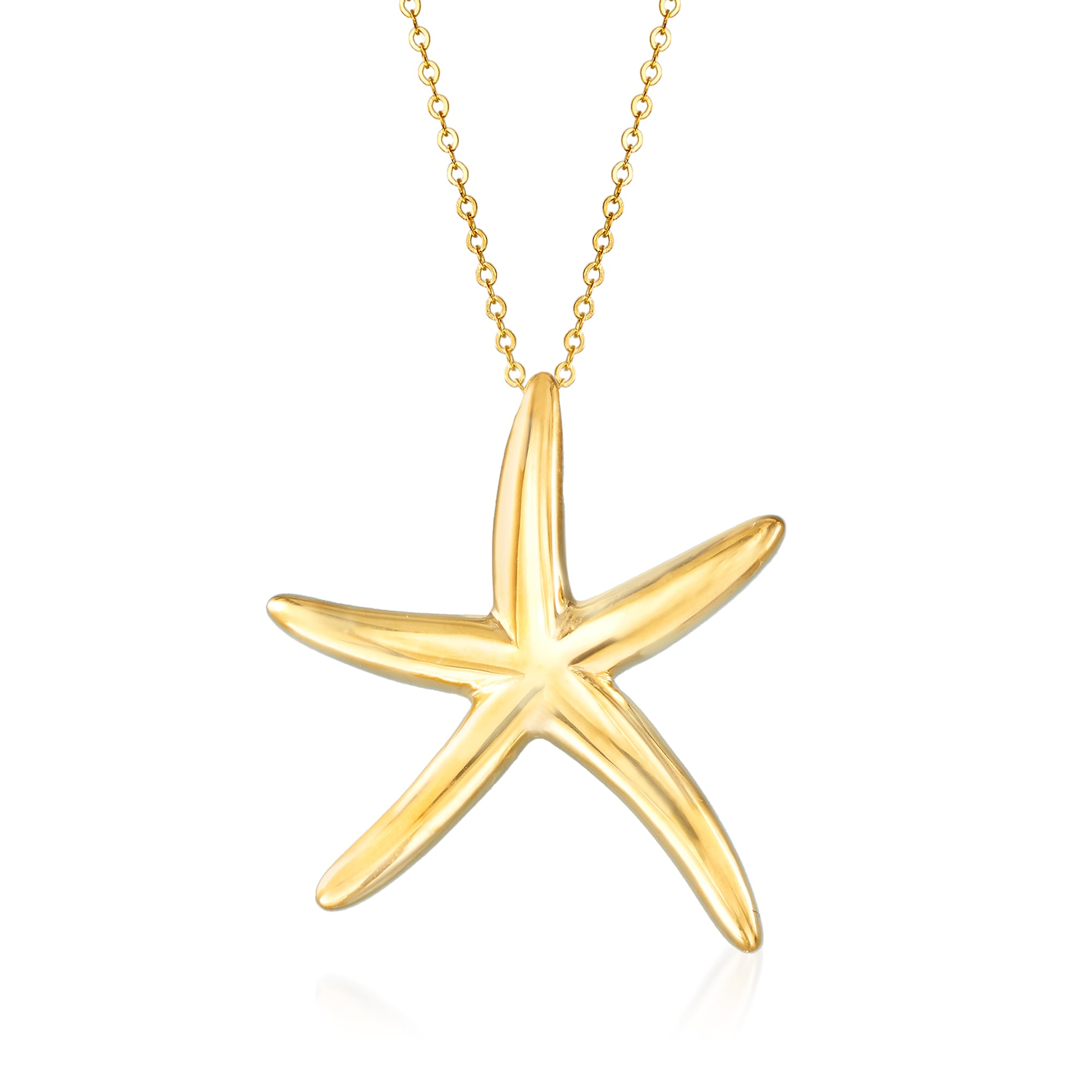 Italian 14kt Yellow Gold Starfish Necklace | Ross Simons