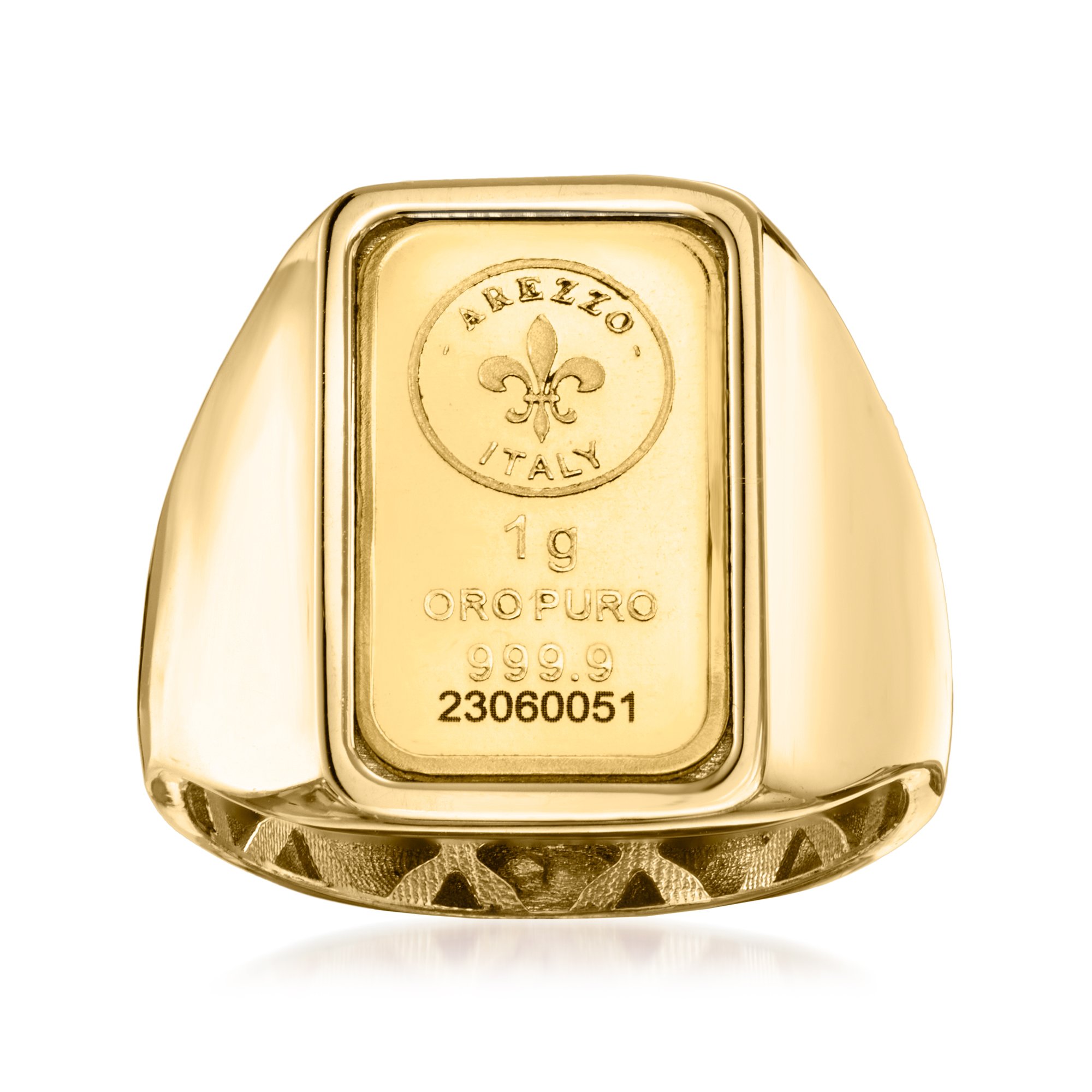 Italian 24kt Gold Fleur-De-Lis One-Gram Ingot Signet Ring